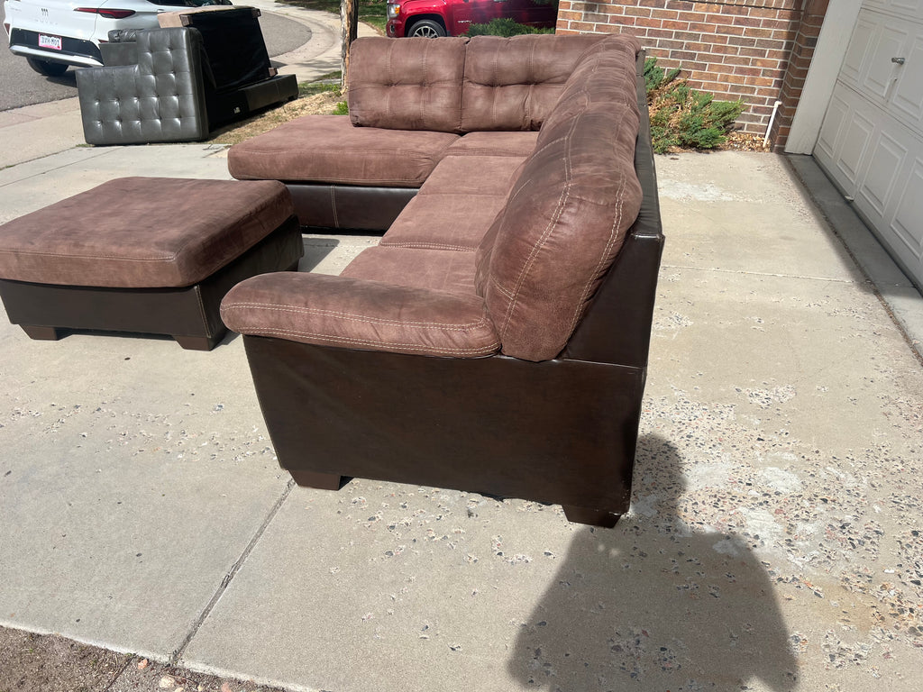Large Brown Sectional with Ottoman