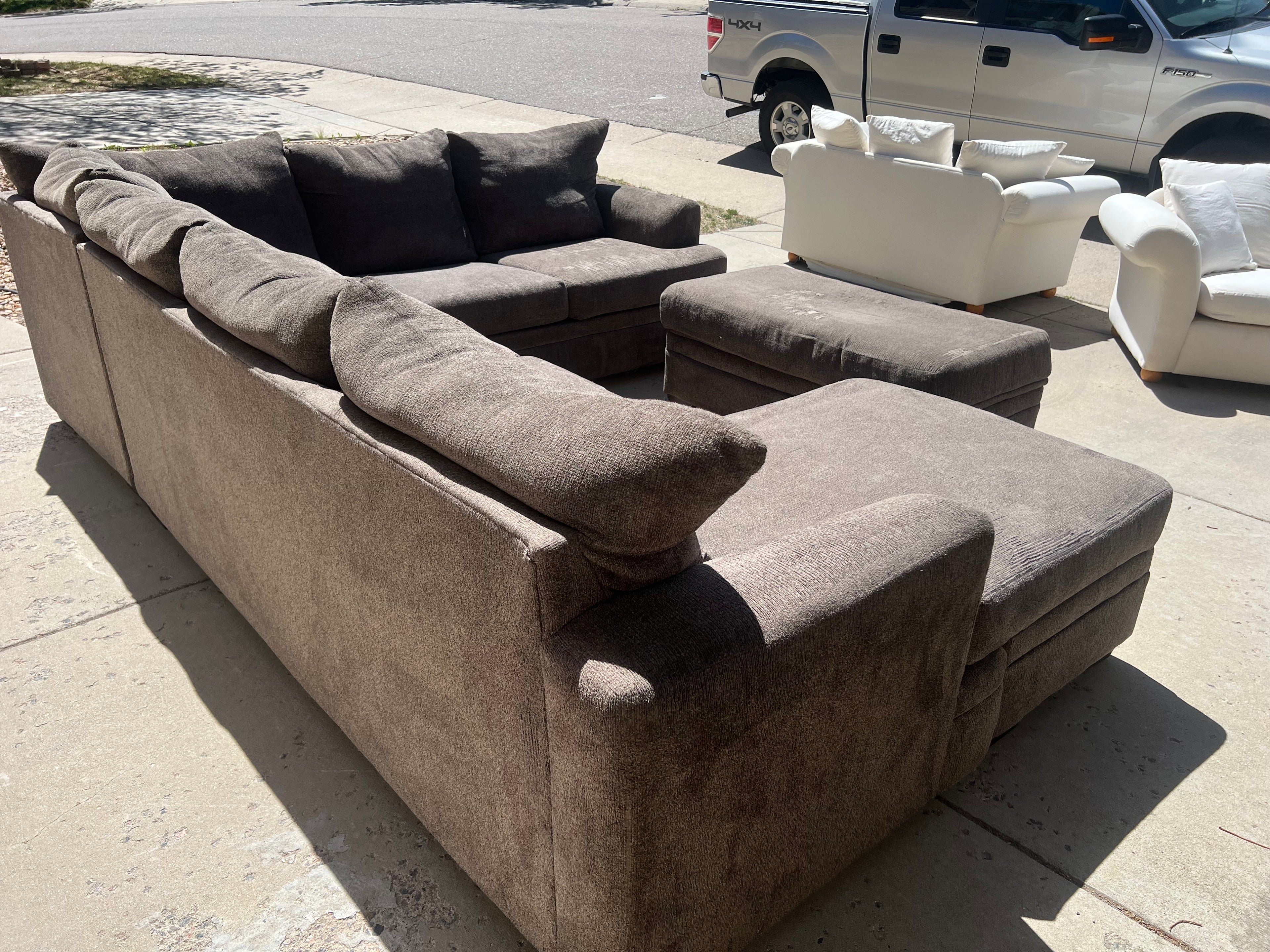 Grey Sectional with Storage Ottoman