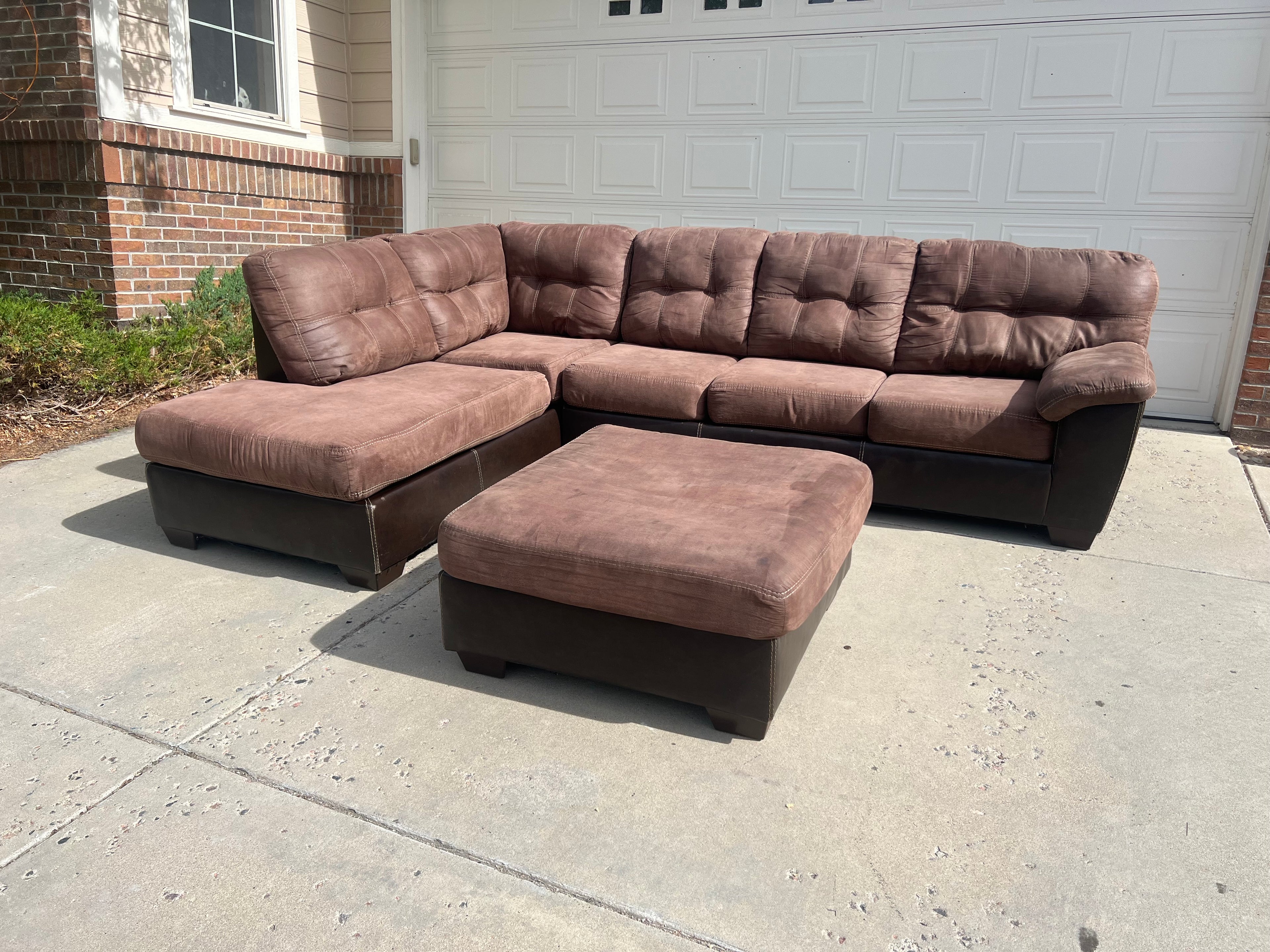 Large Brown Sectional with Ottoman