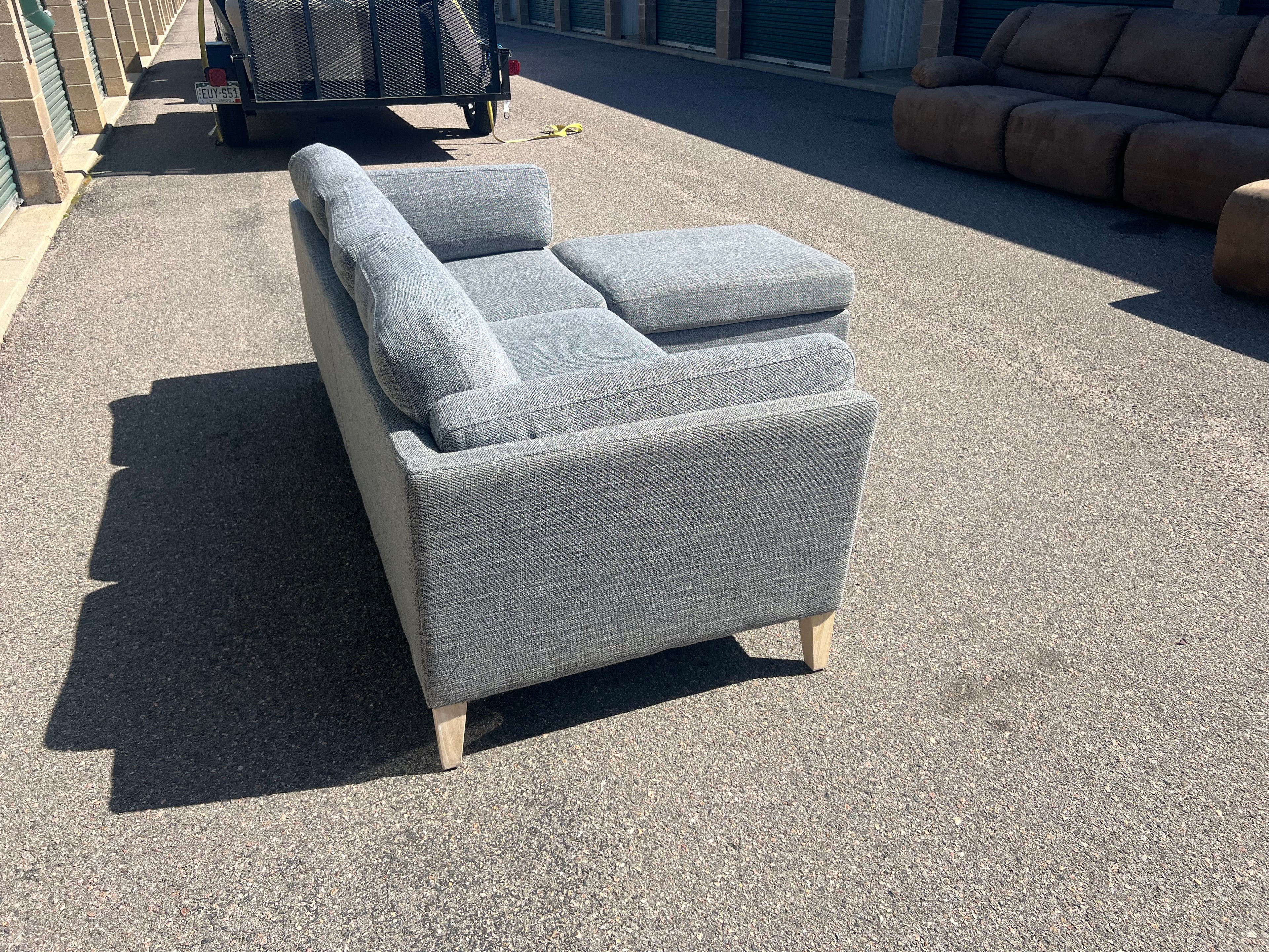 Grey Sectional with Chaise Ottoman