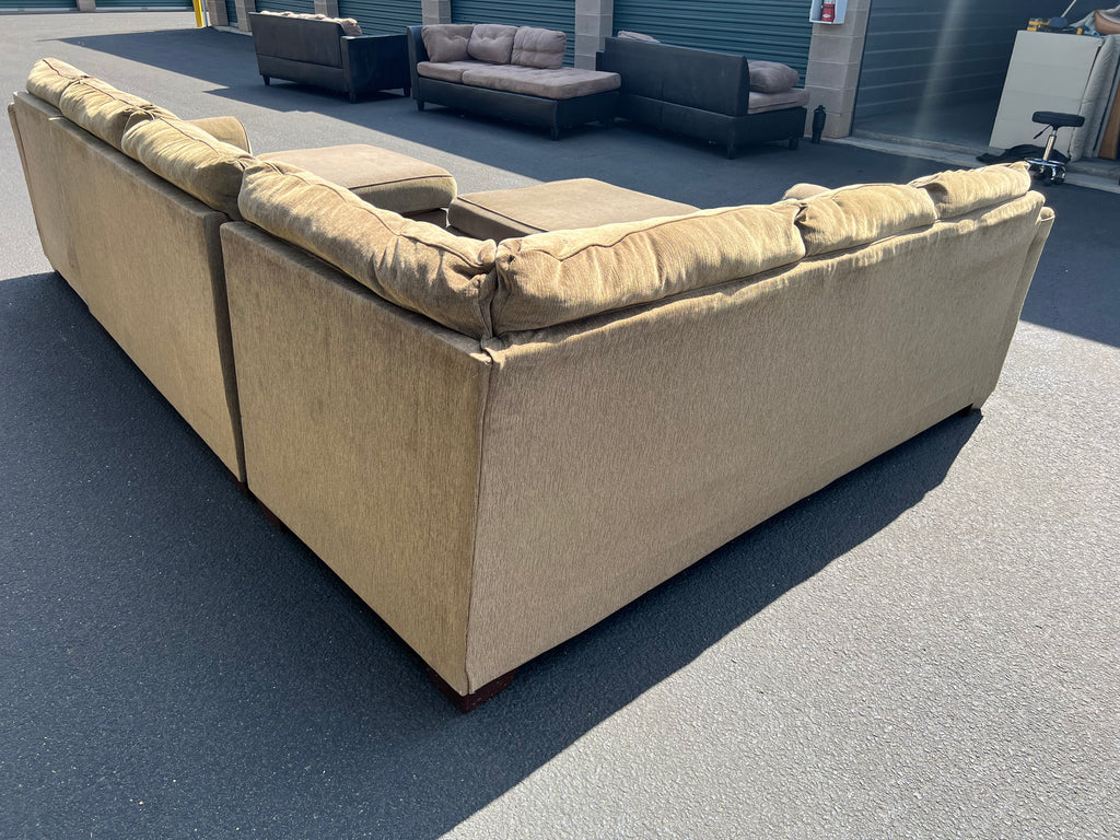 Large Comfy U-Shaped Brown Sectional with Ottoman
