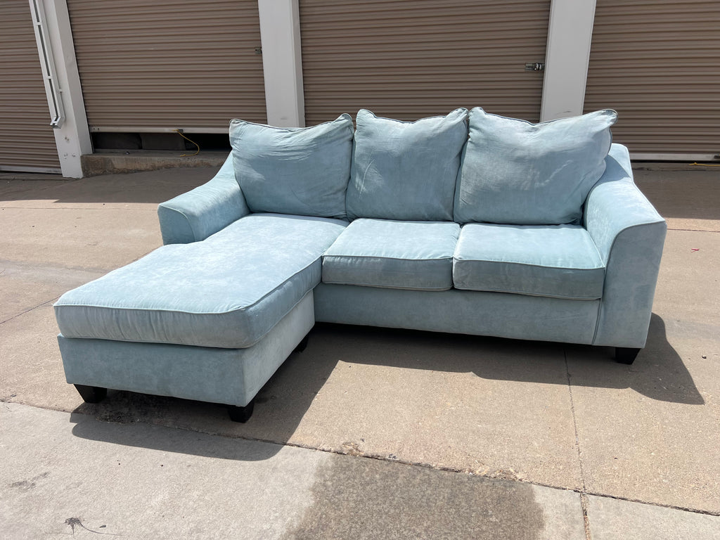 Light Blue Sectional with Reversible Chaise