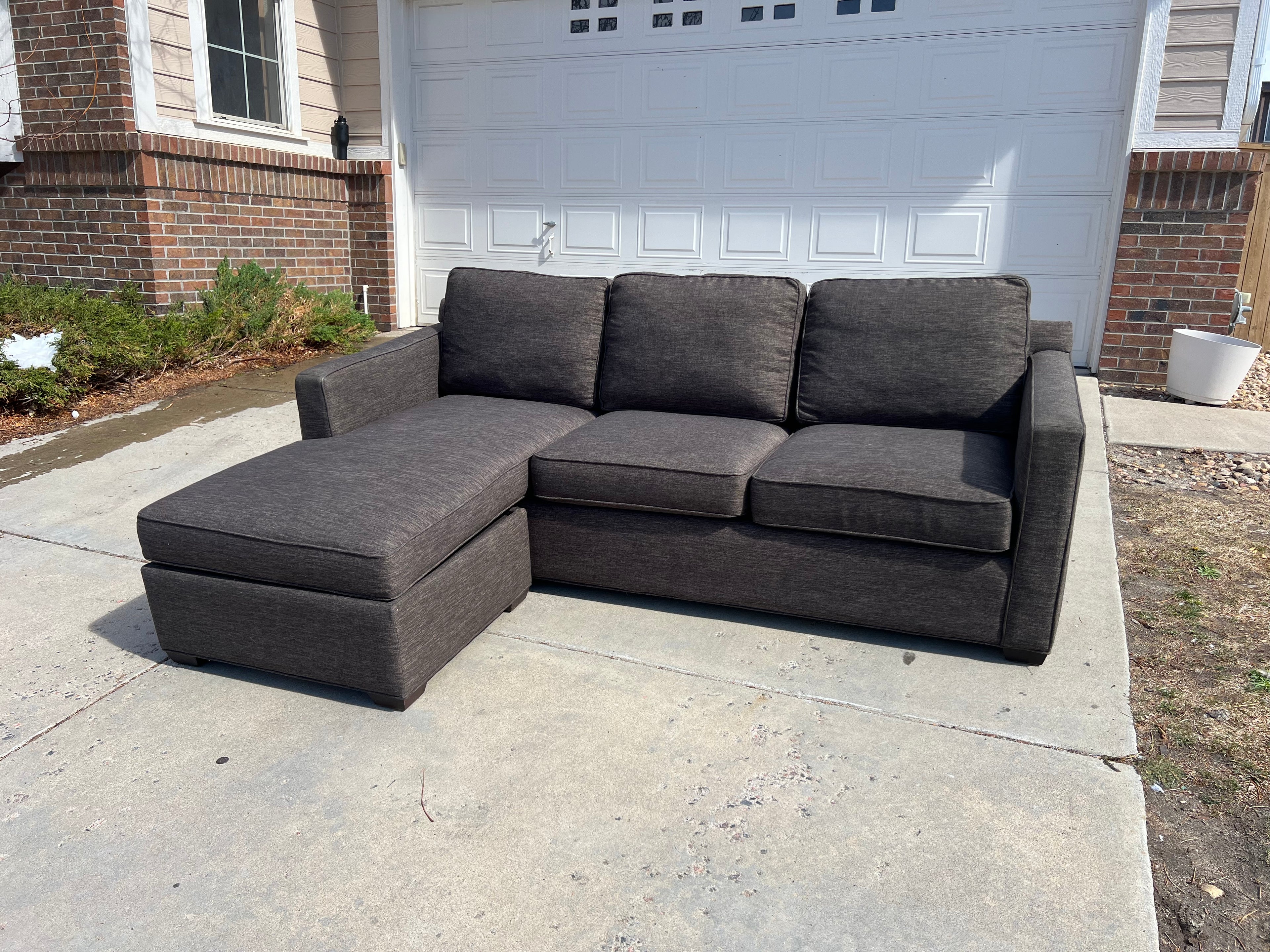 Grey Sectional with Reversible Storage Chaise