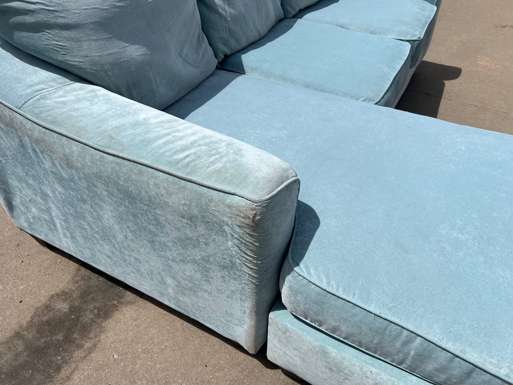 Light Blue Sectional with Reversible Chaise
