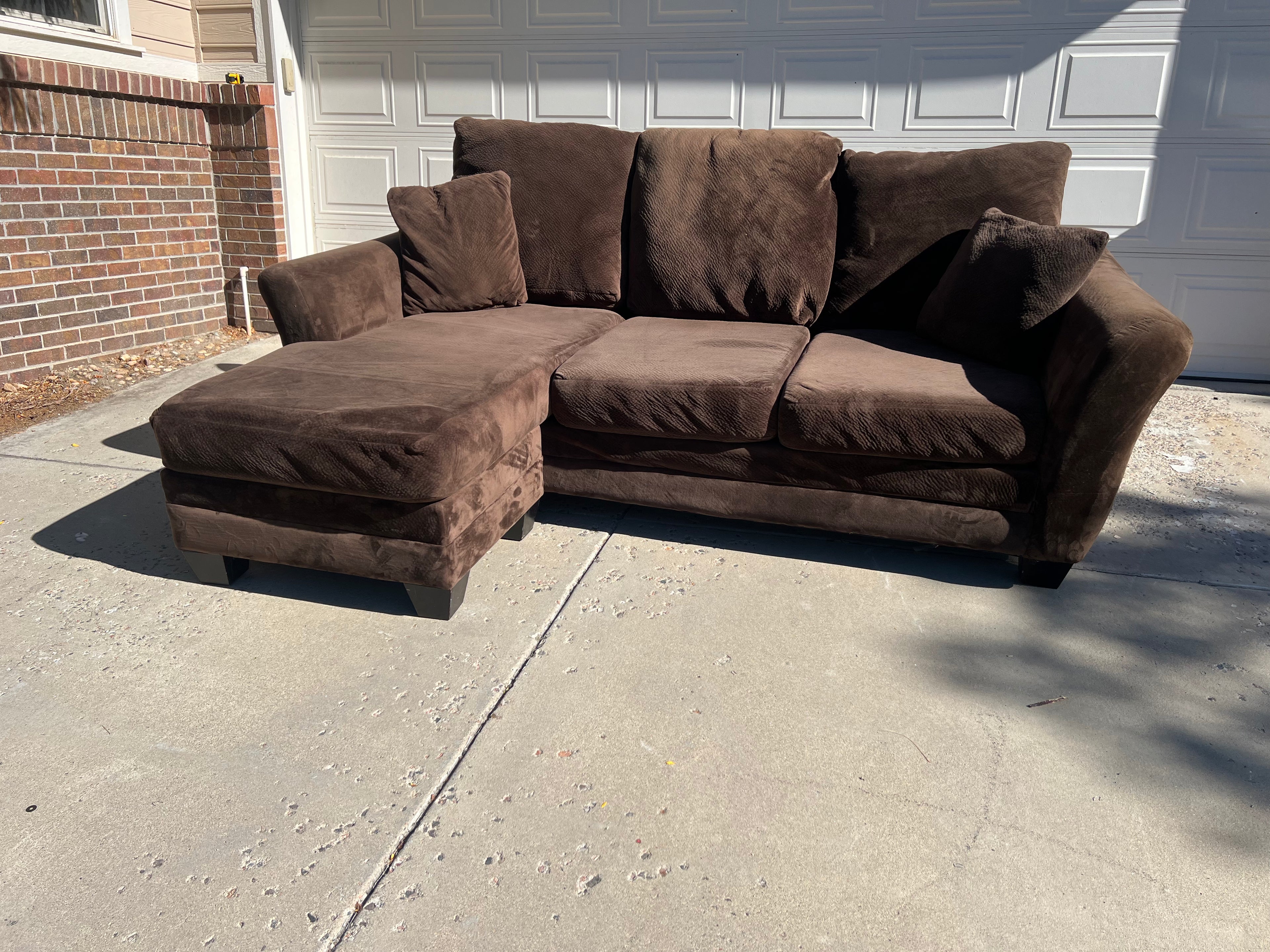 Brown Microfiber Comfy Sectional with Reversible Chaise