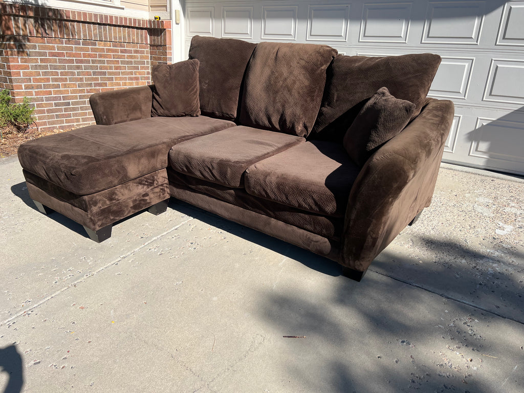 Brown Microfiber Comfy Sectional with Reversible Chaise