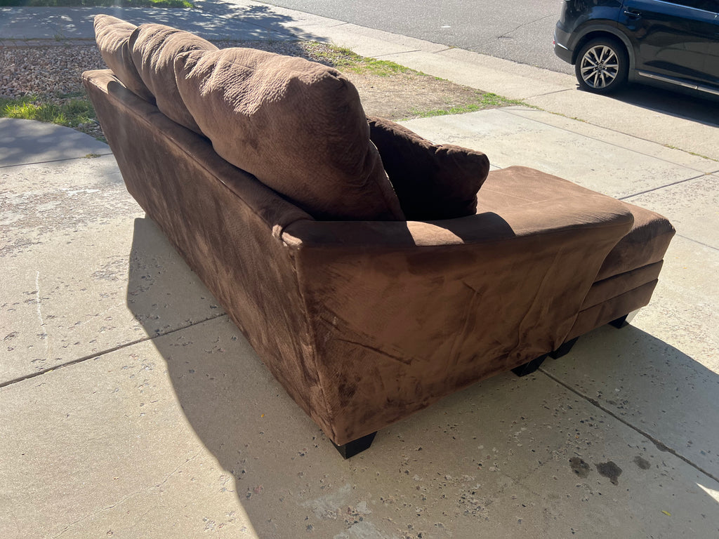 Brown Microfiber Comfy Sectional with Reversible Chaise