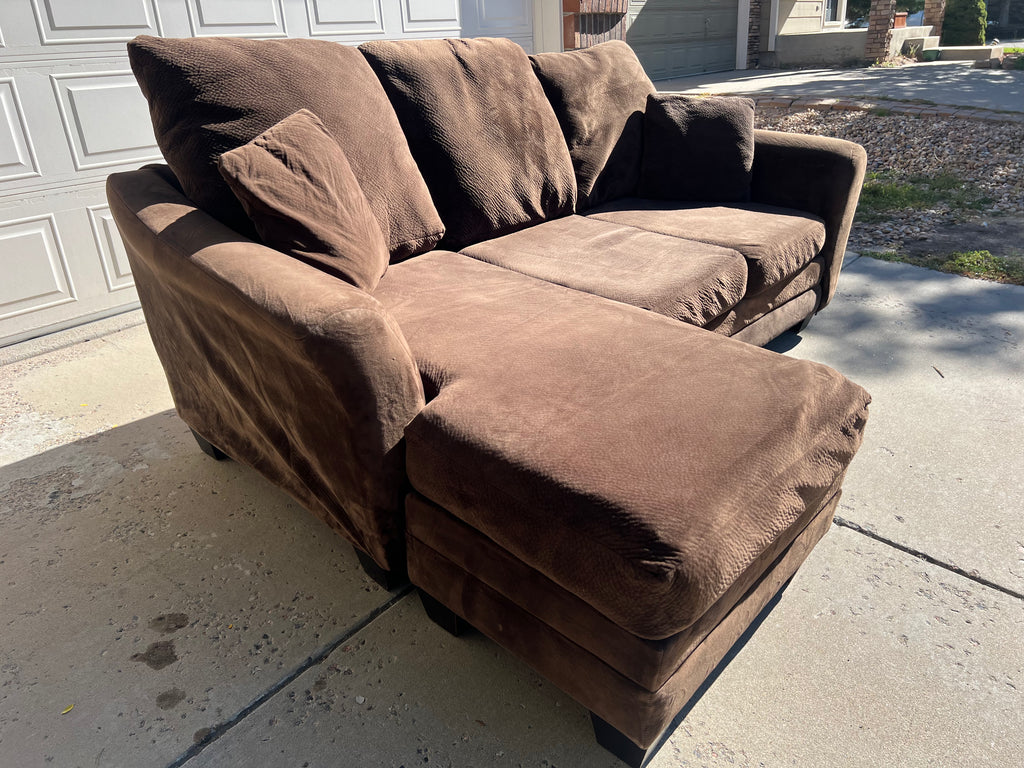 Brown Microfiber Comfy Sectional with Reversible Chaise