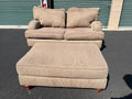 Beige Loveseat with Matching Ottoman