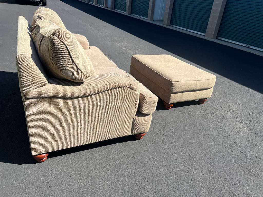 Beige Loveseat with Matching Ottoman