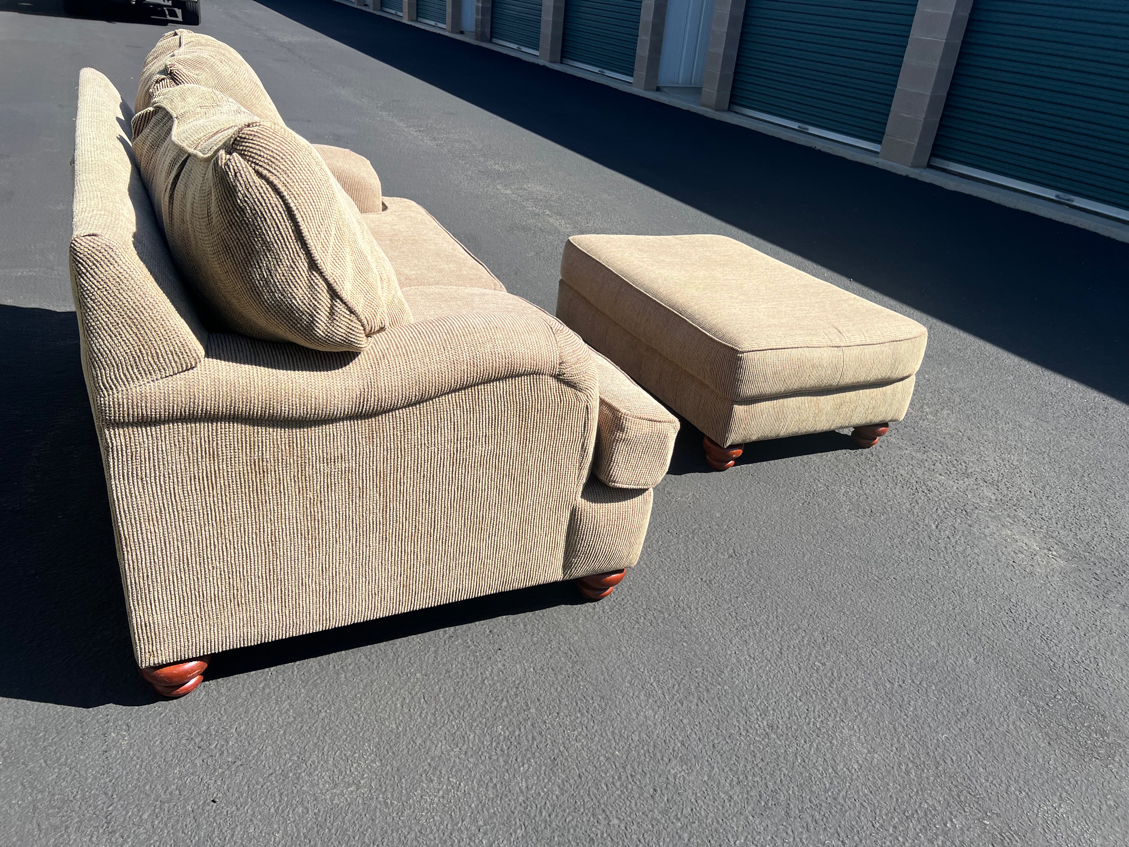 Beige Loveseat with Matching Ottoman