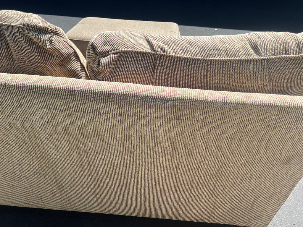 Beige Loveseat with Matching Ottoman