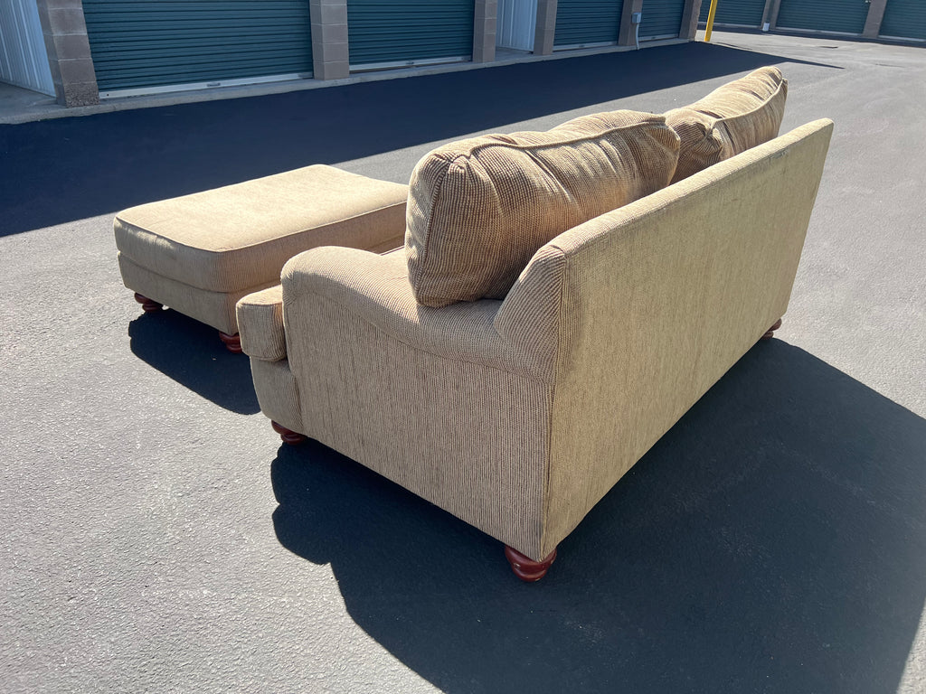 Beige Loveseat with Matching Ottoman