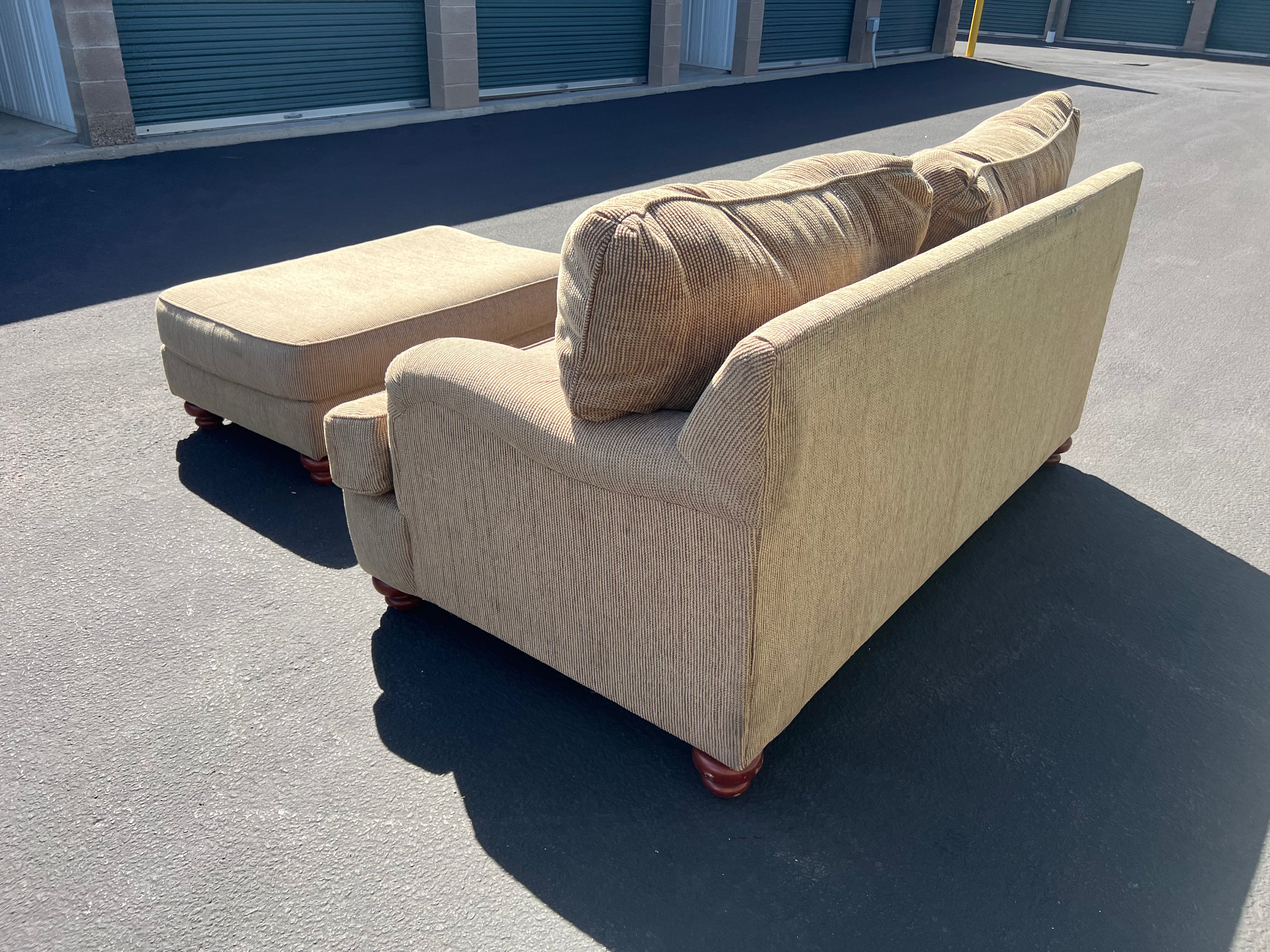 Beige Loveseat with Matching Ottoman