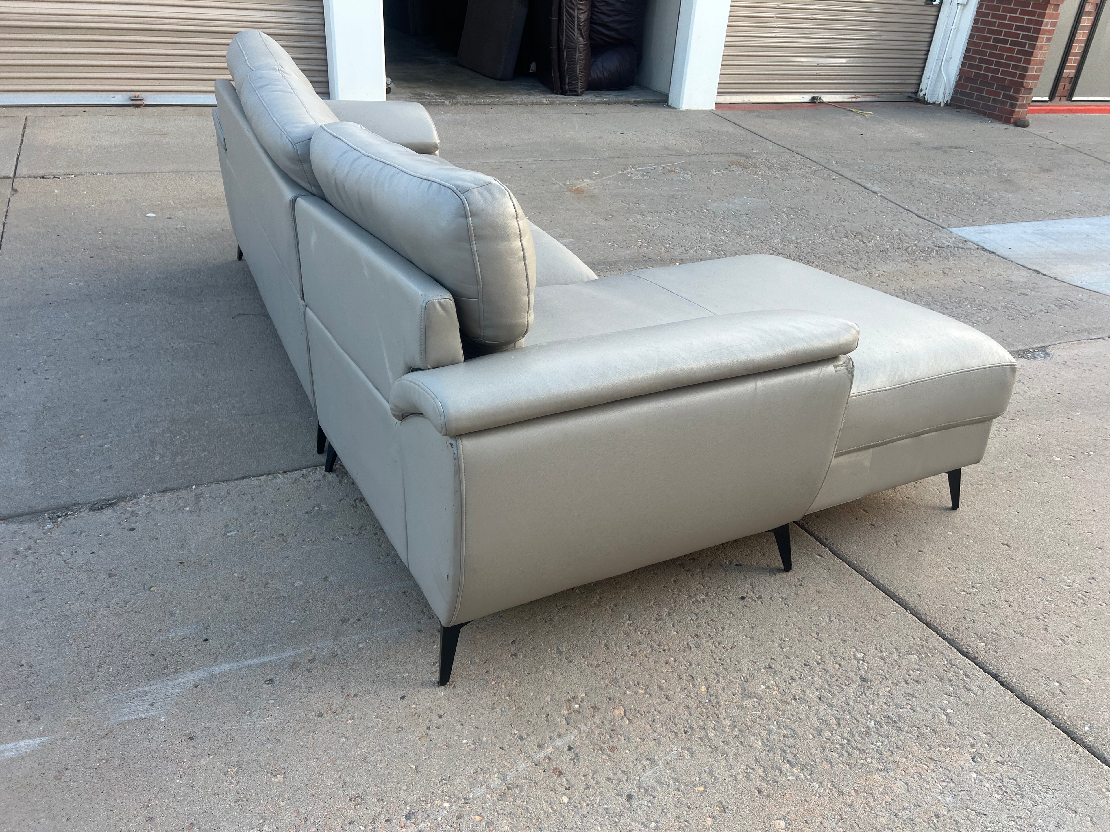 Cream Modern Fake Leather L Sectional