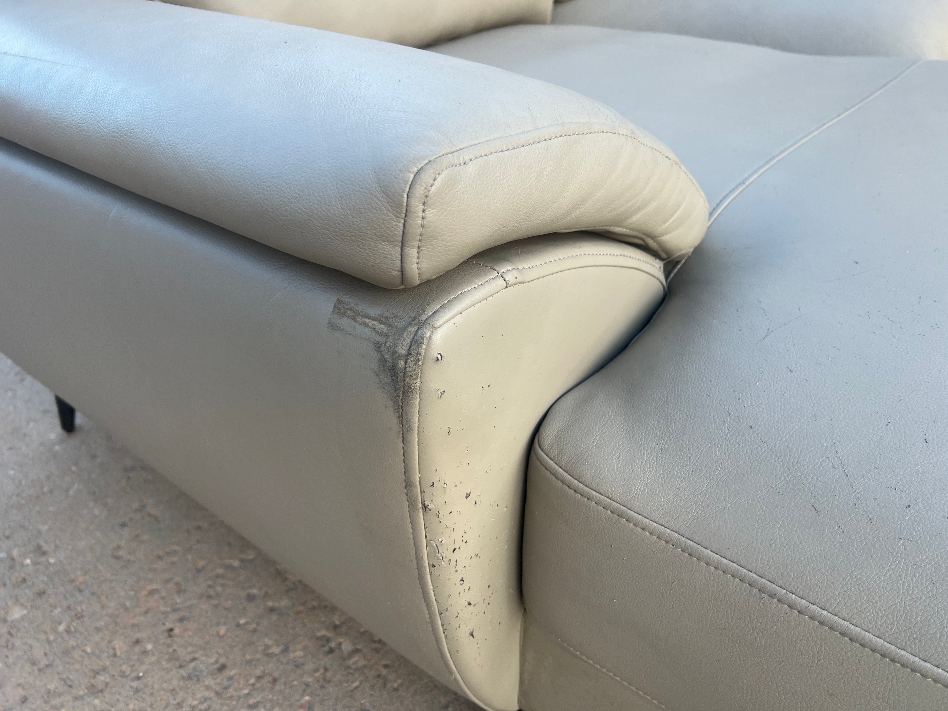 Cream Modern Fake Leather L Sectional