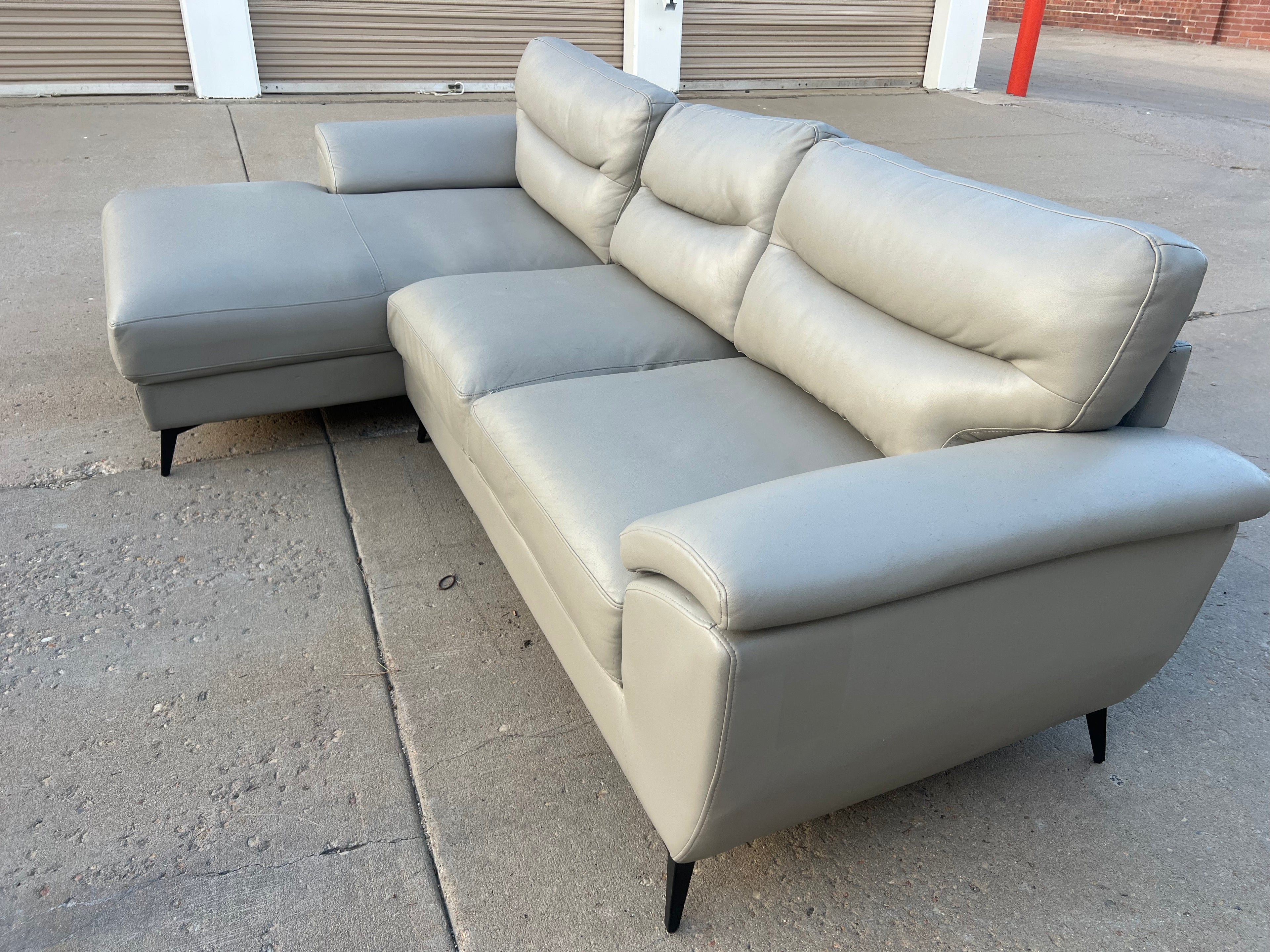 Cream Modern Fake Leather L Sectional