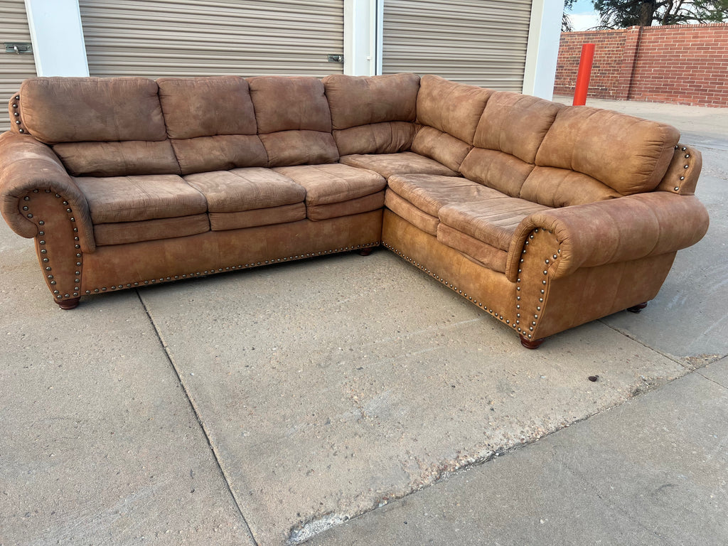 Brown L-Shaped Comfy Sectional