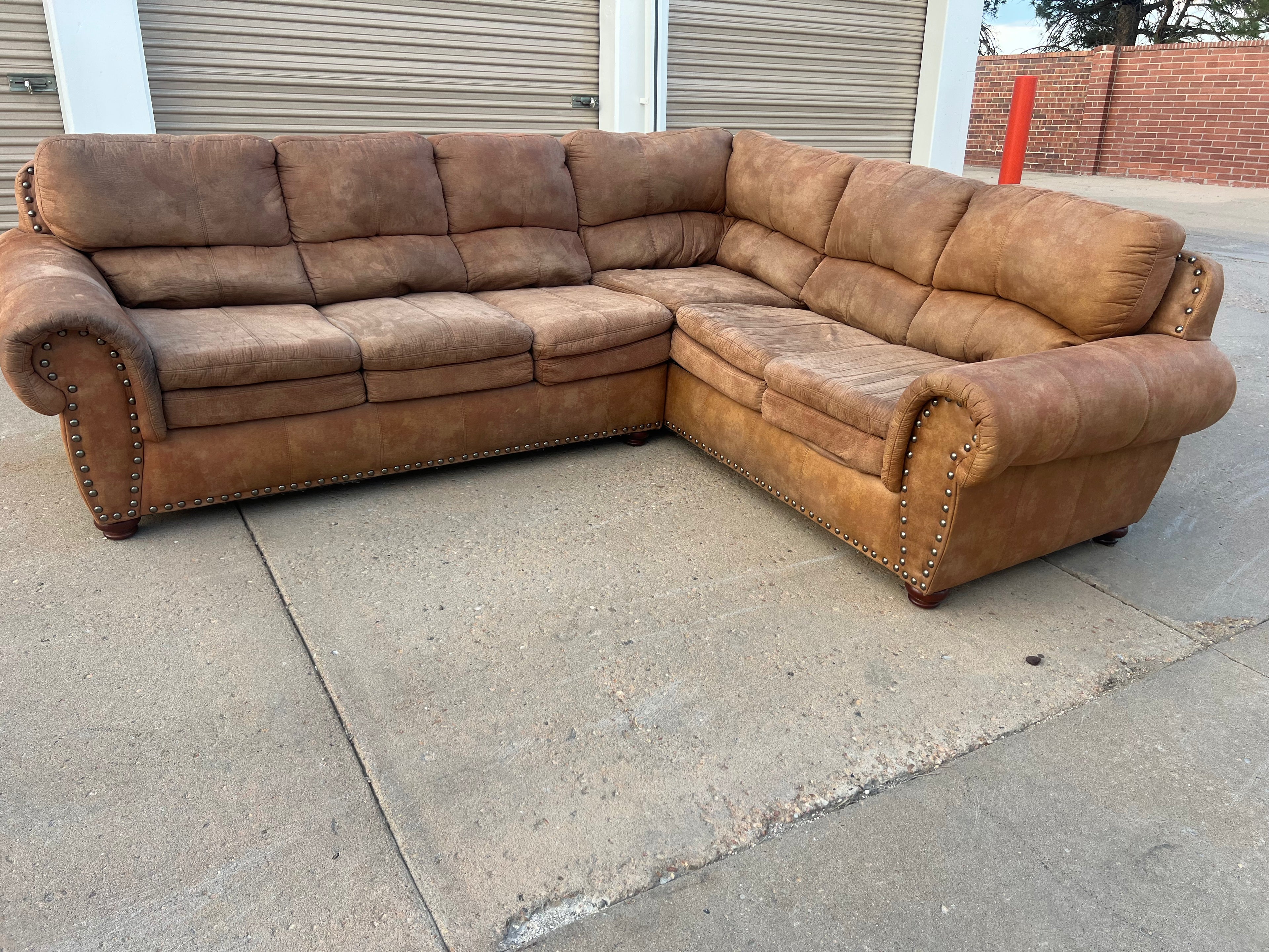 Brown L-Shaped Comfy Sectional