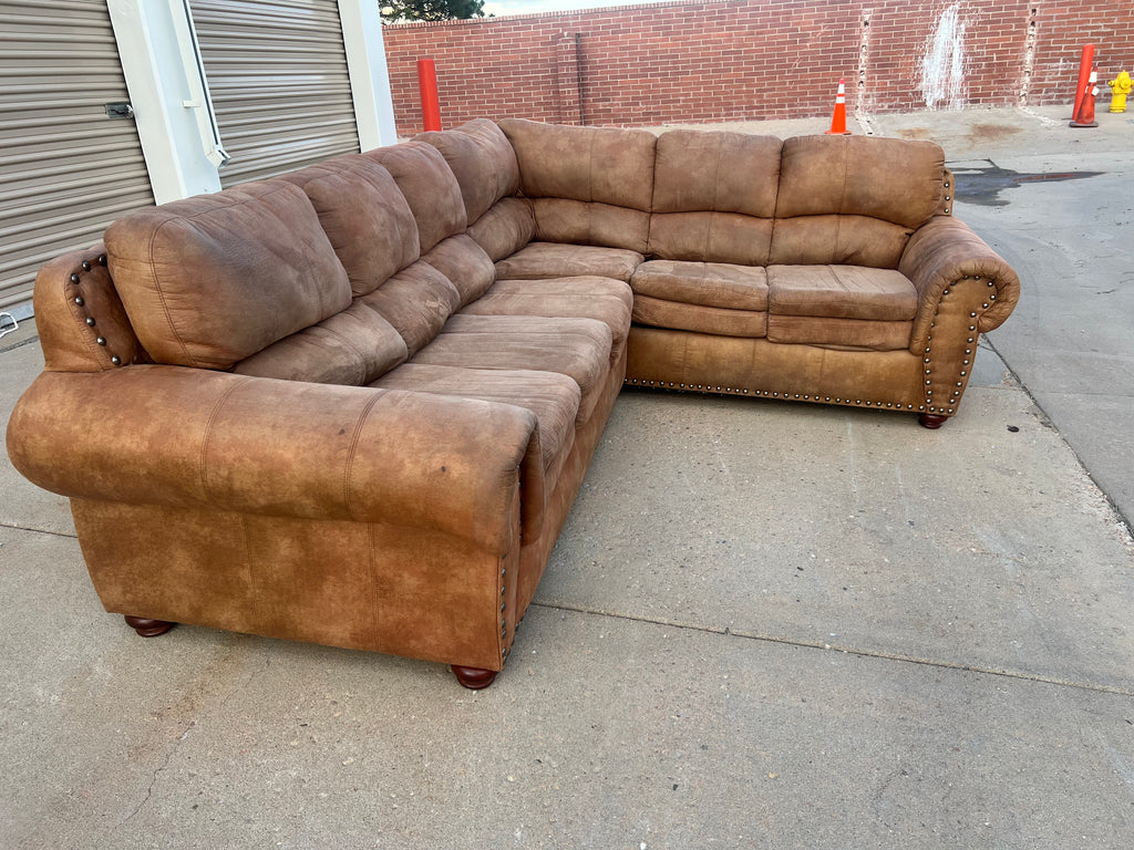 Brown L-Shaped Comfy Sectional