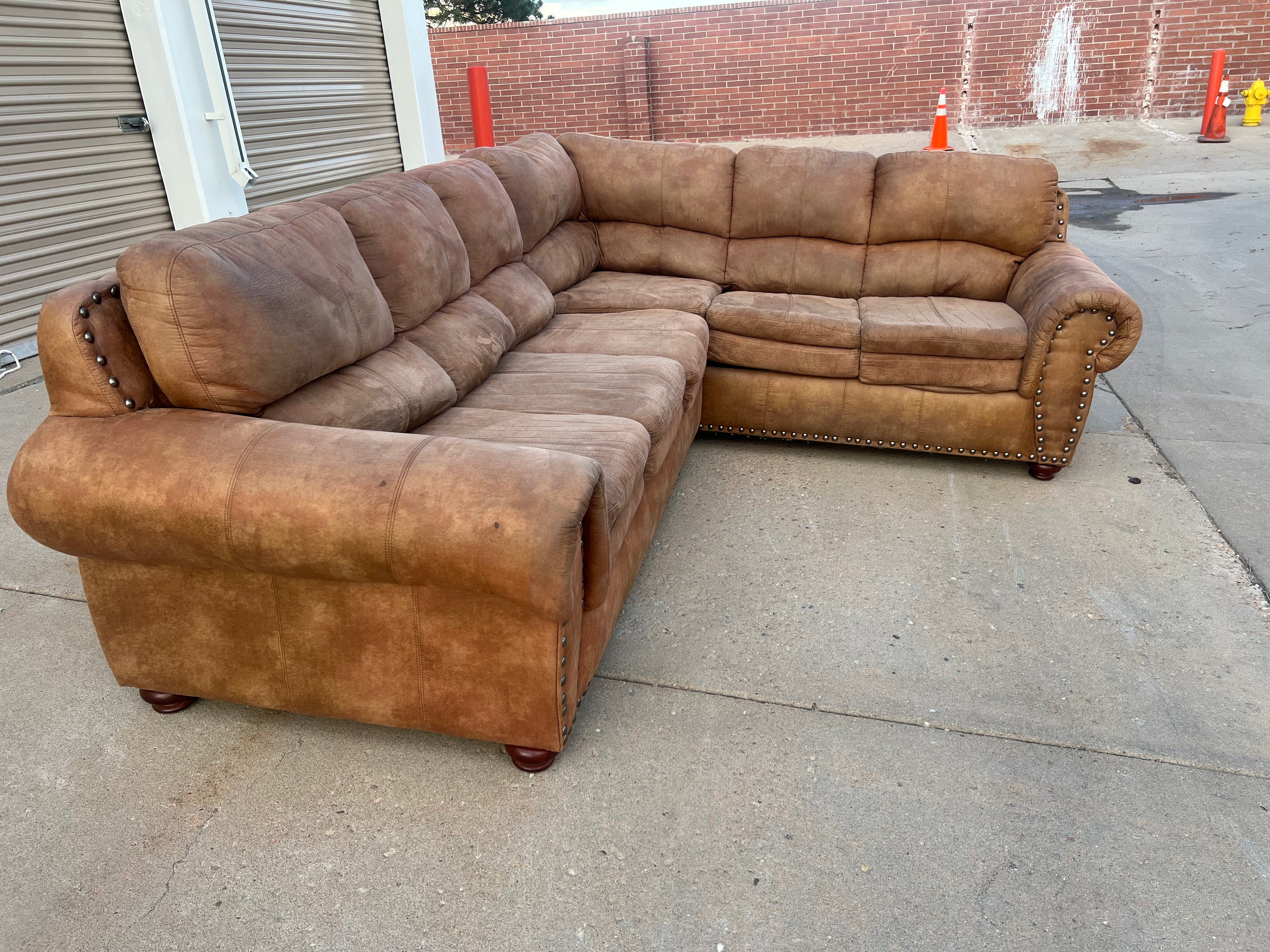 Brown L-Shaped Comfy Sectional