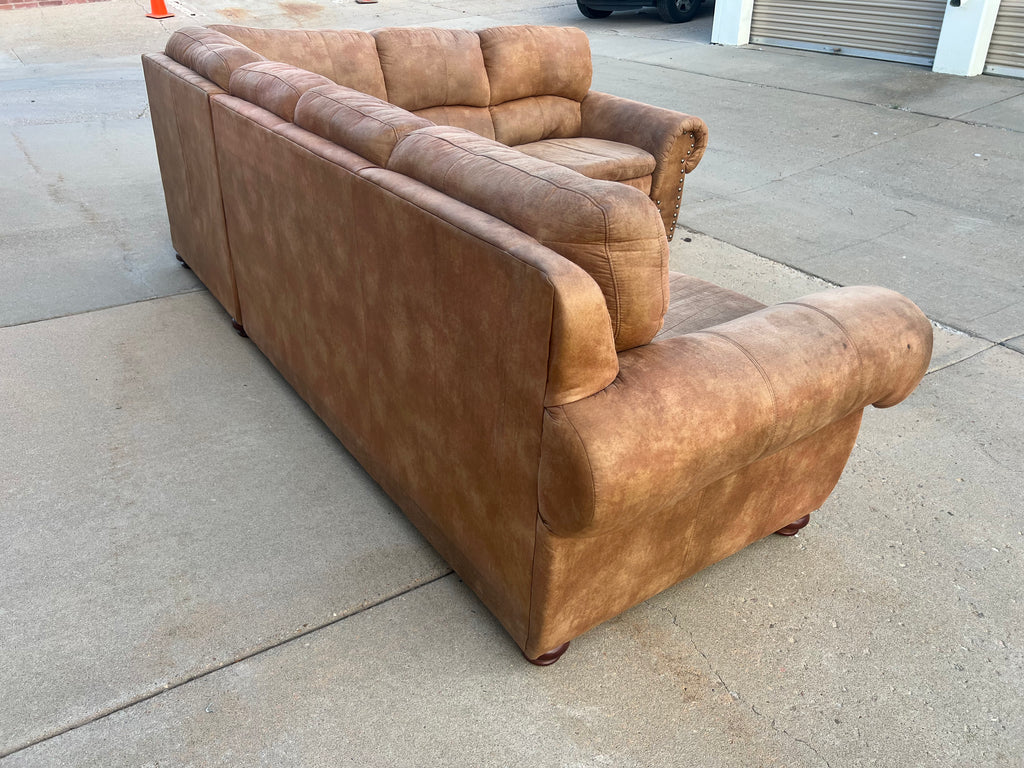 Brown L-Shaped Comfy Sectional