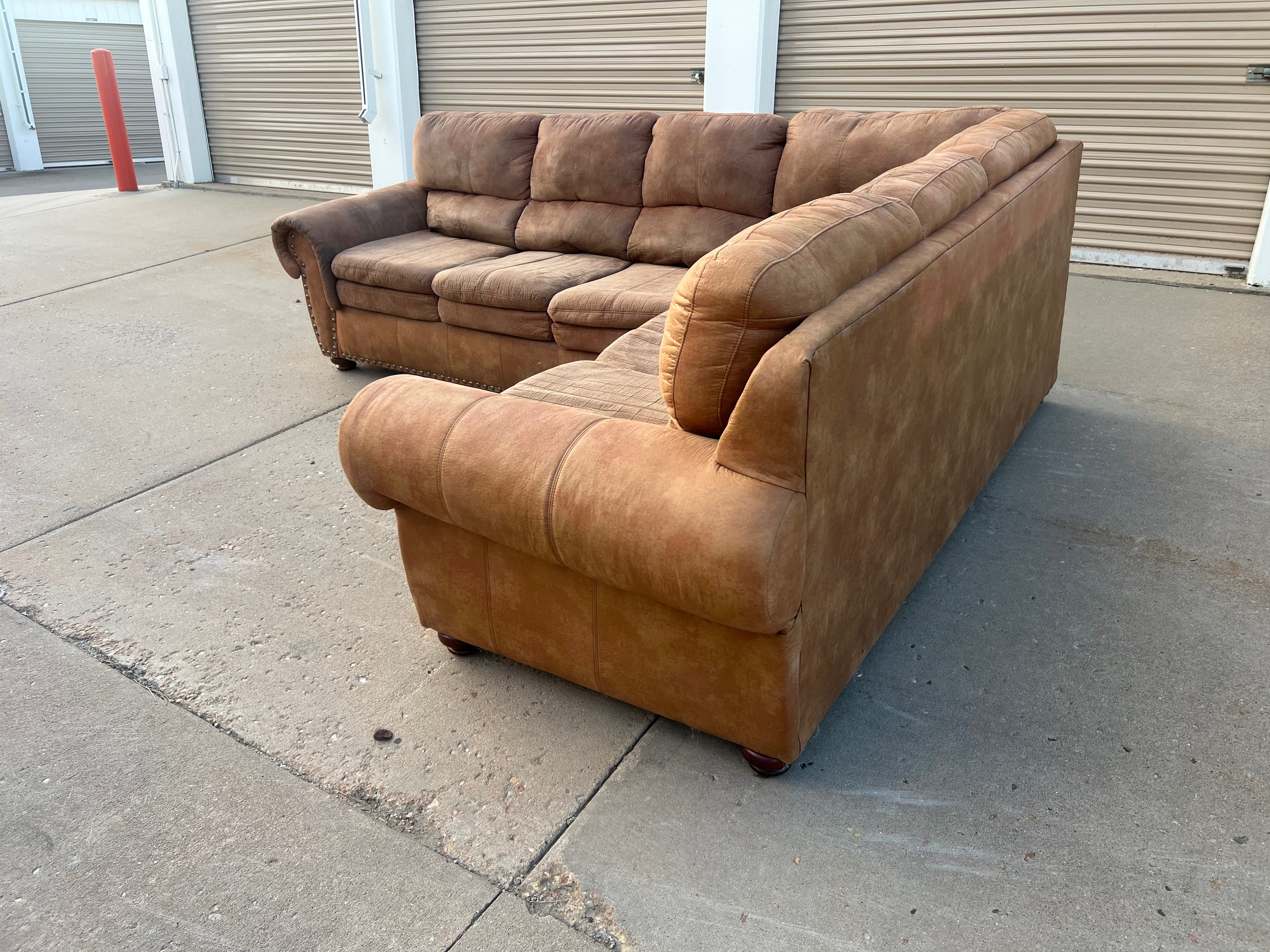 Brown L-Shaped Comfy Sectional