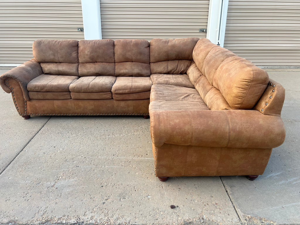Brown L-Shaped Comfy Sectional