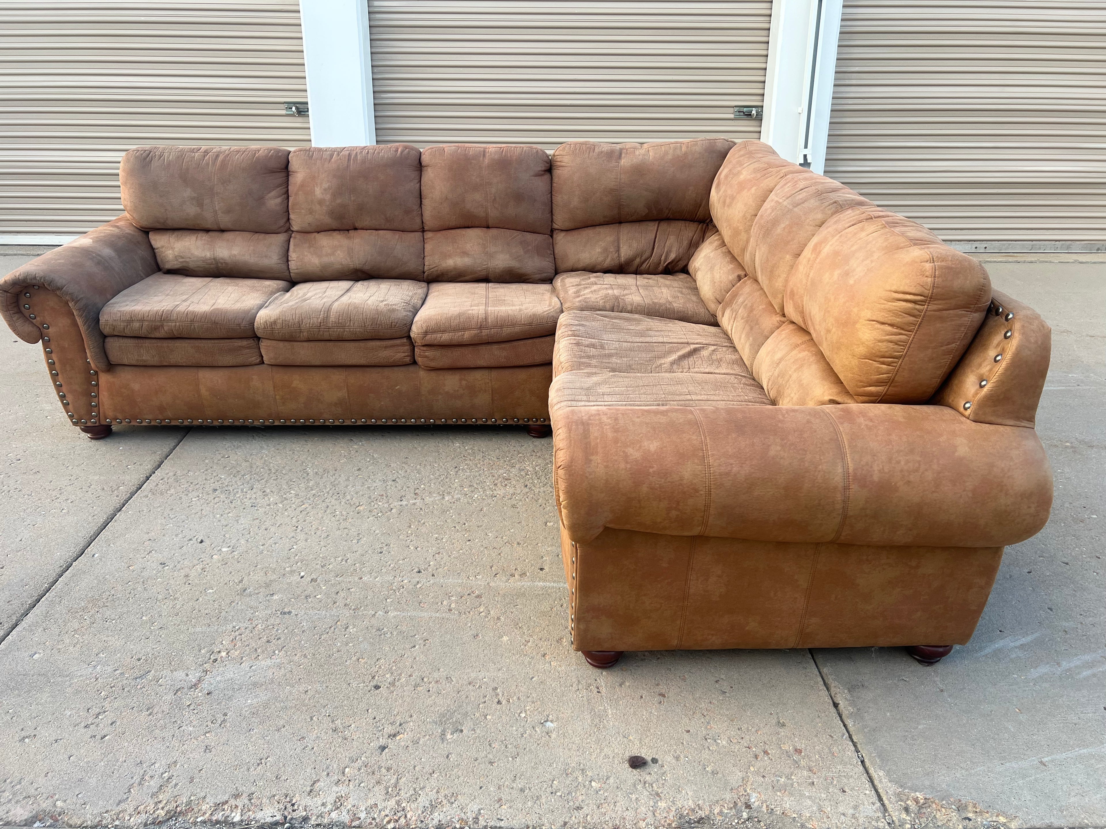 Brown L-Shaped Comfy Sectional