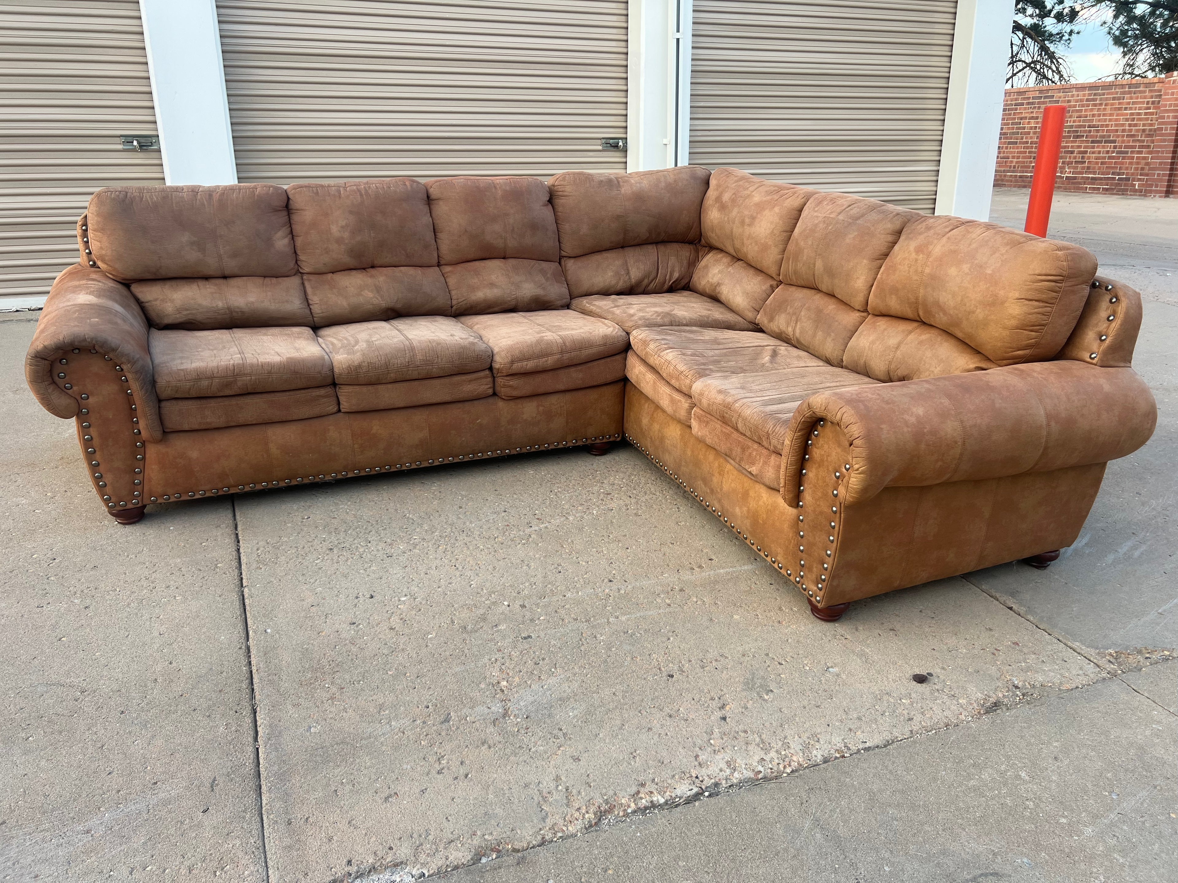 Brown L-Shaped Comfy Sectional