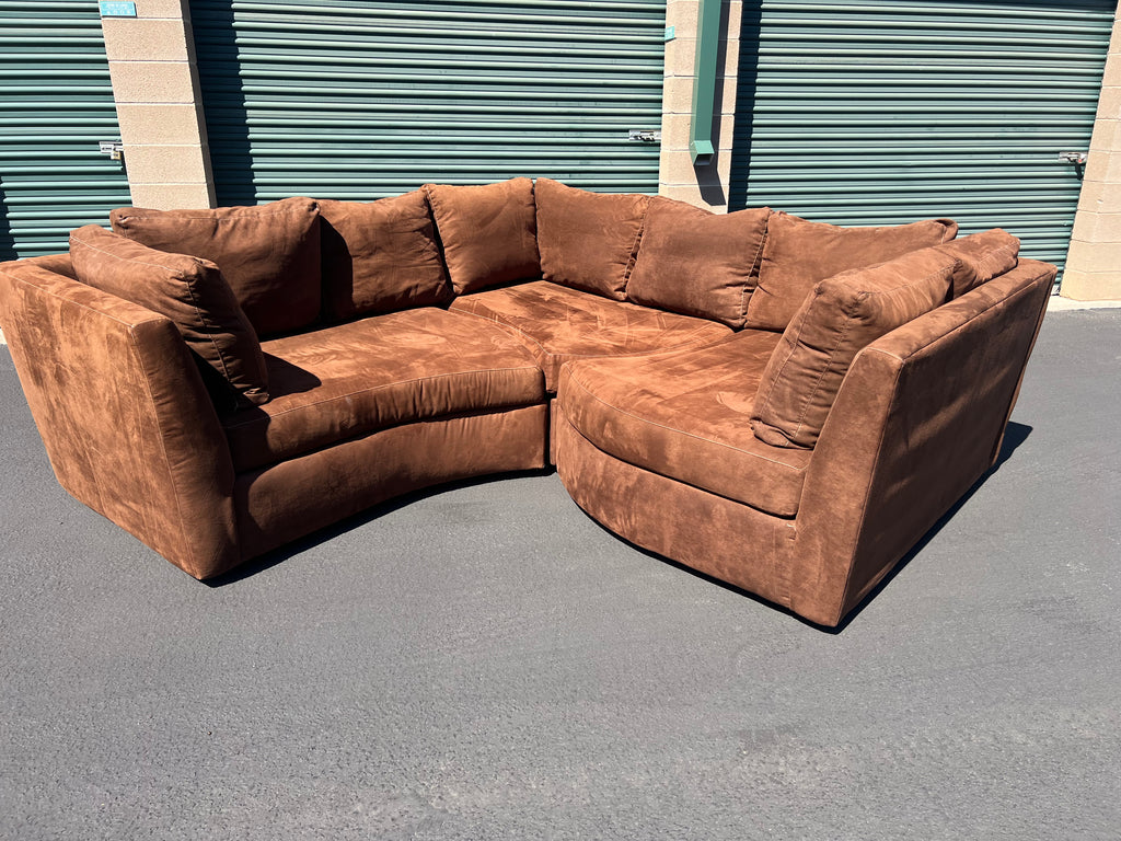 Brown Microsuede Cuddler Sectional