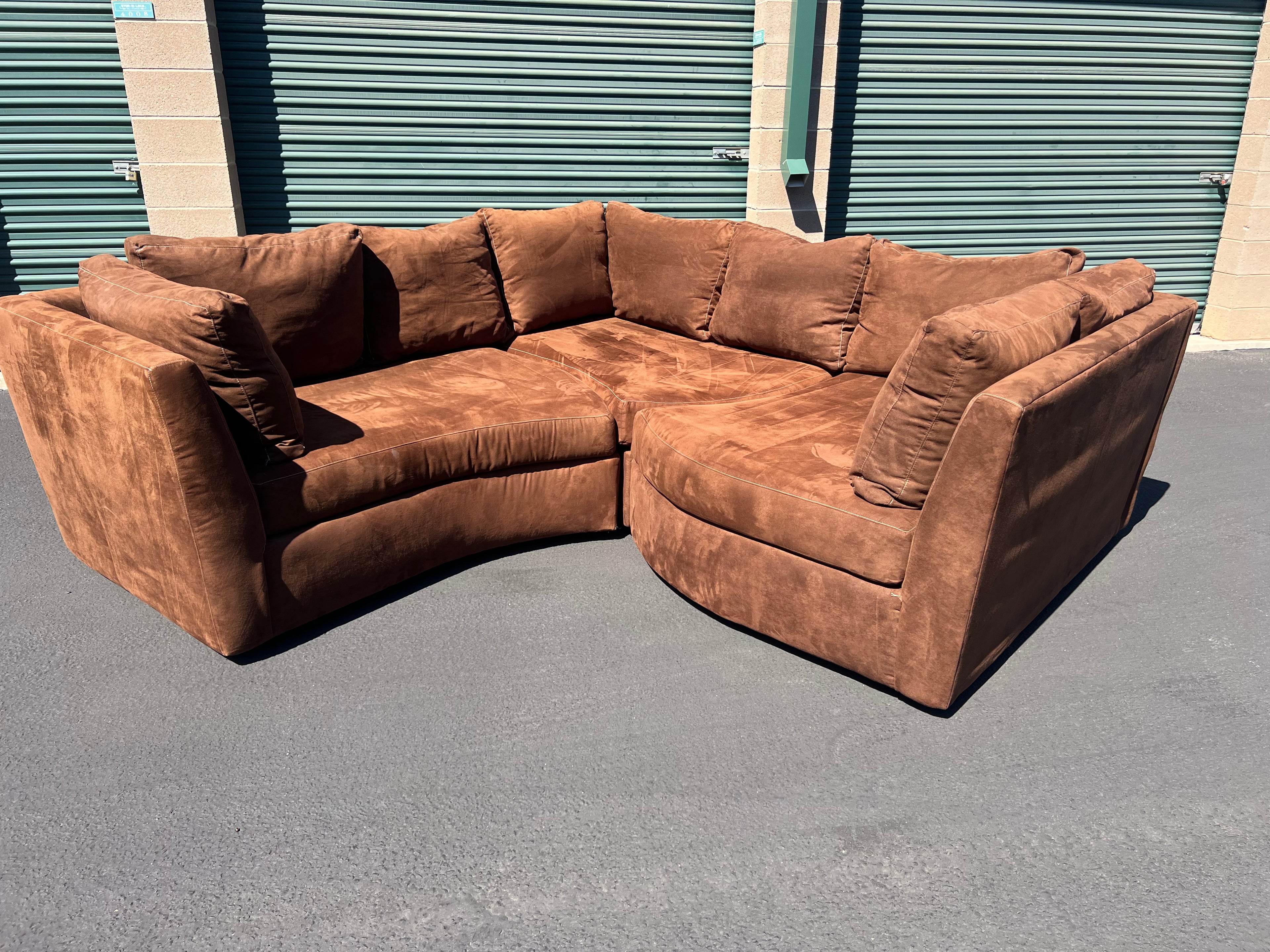 Brown Microsuede Cuddler Sectional