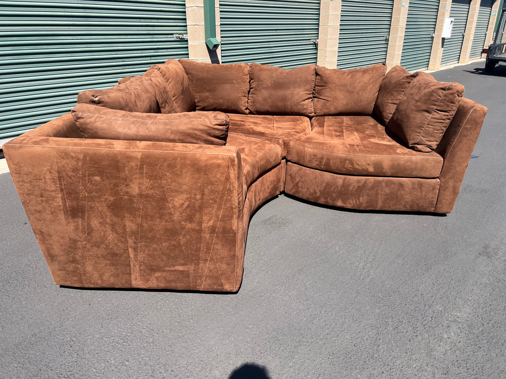Brown Microsuede Cuddler Sectional