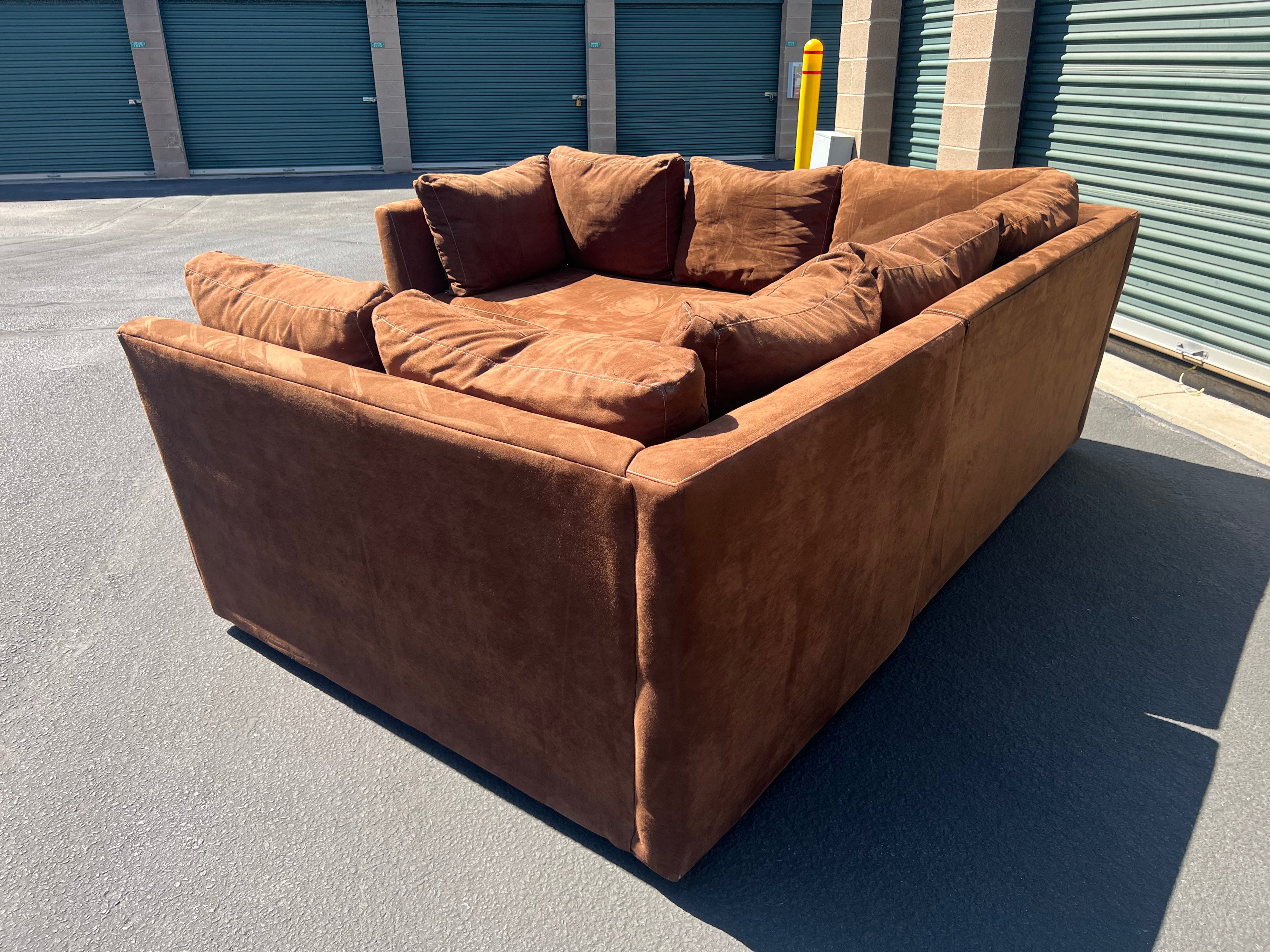Brown Microsuede Cuddler Sectional