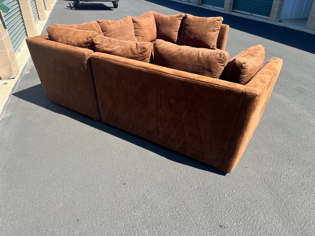 Brown Microsuede Cuddler Sectional