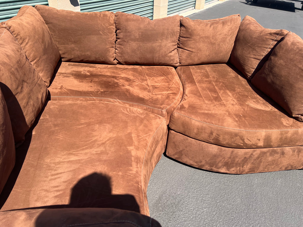 Brown Microsuede Cuddler Sectional