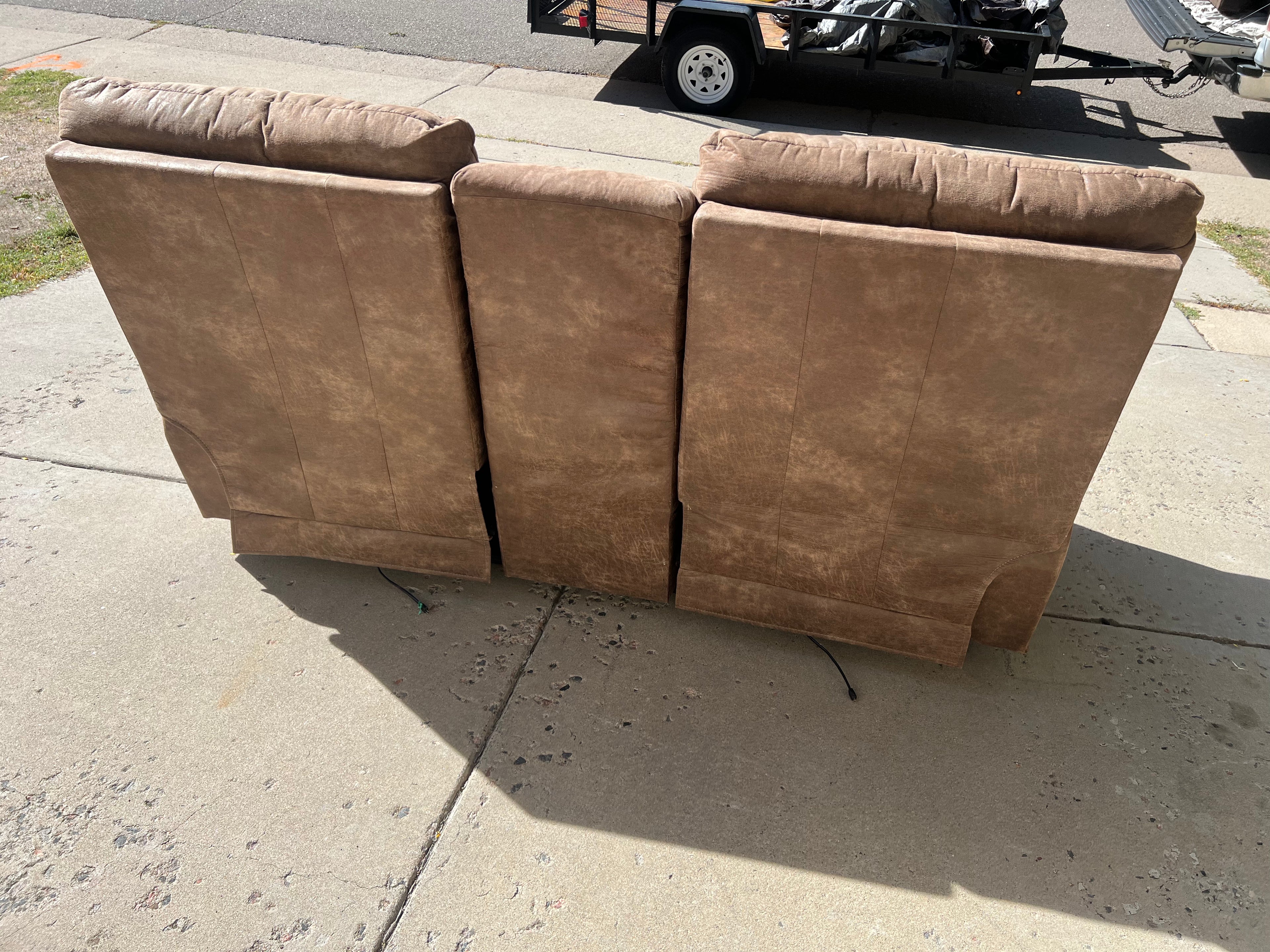 Brown Power Reclining Loveseat with Cupholders and Storage