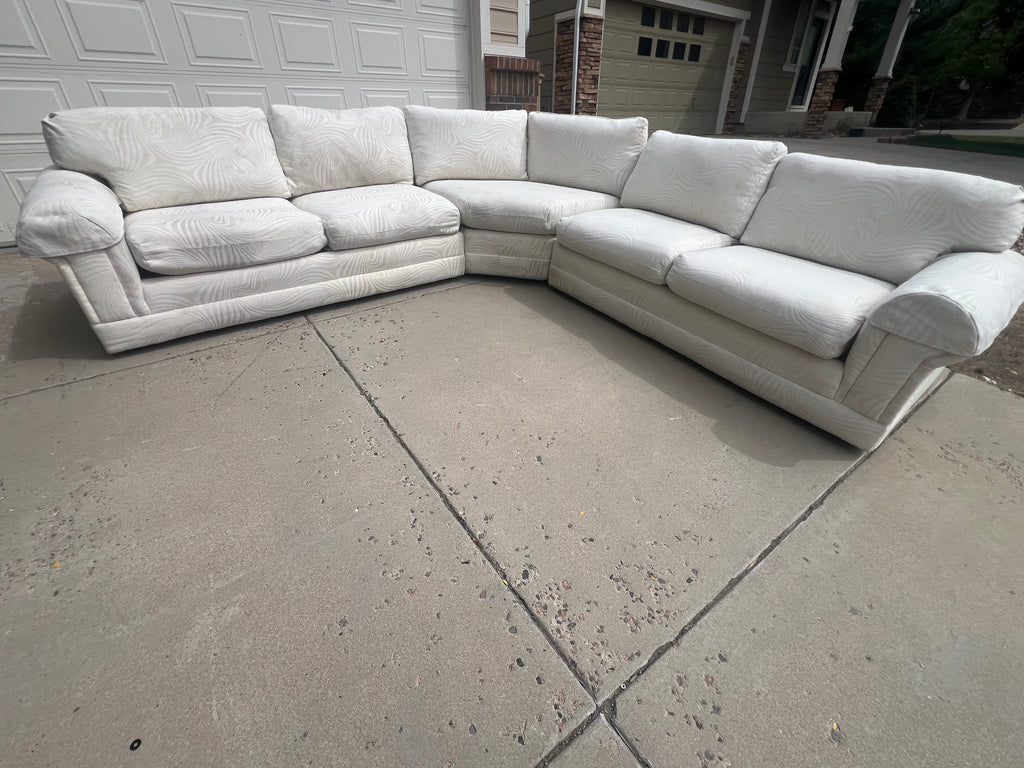 White L Shaped 3-Piece Sectional Well Built