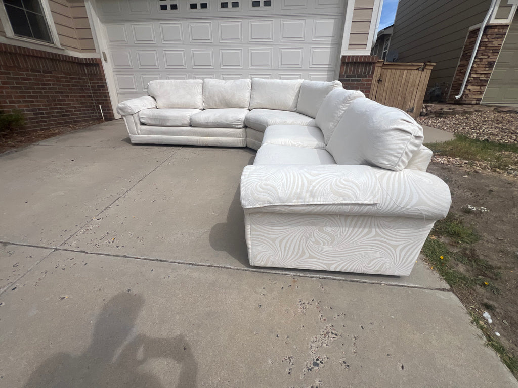 White L Shaped 3-Piece Sectional Well Built