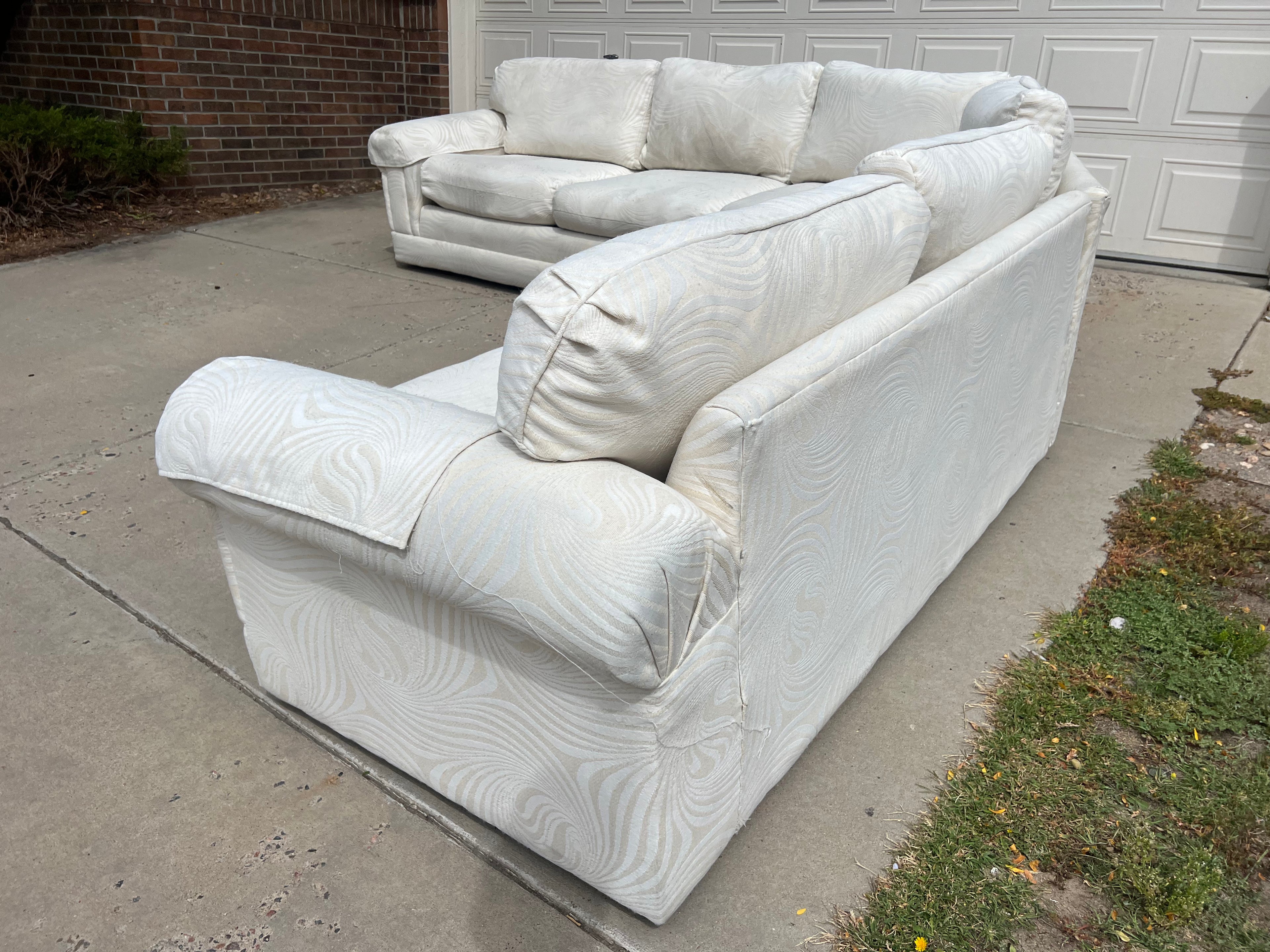 White L Shaped 3-Piece Sectional Well Built