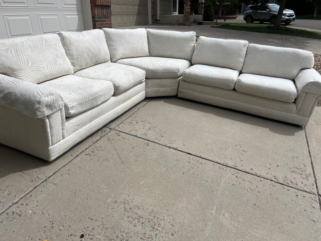 White L Shaped 3-Piece Sectional Well Built