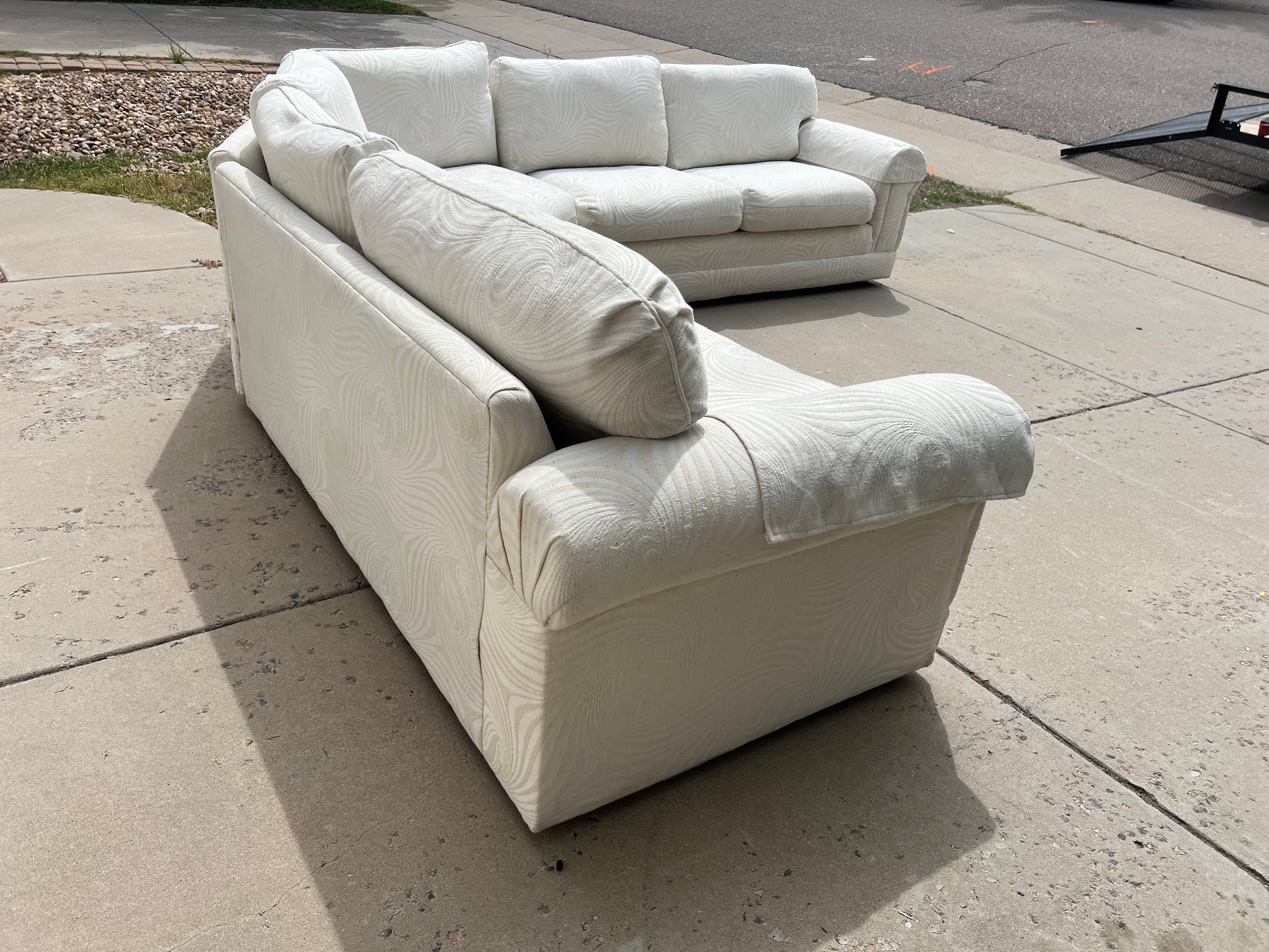 White L Shaped 3-Piece Sectional Well Built