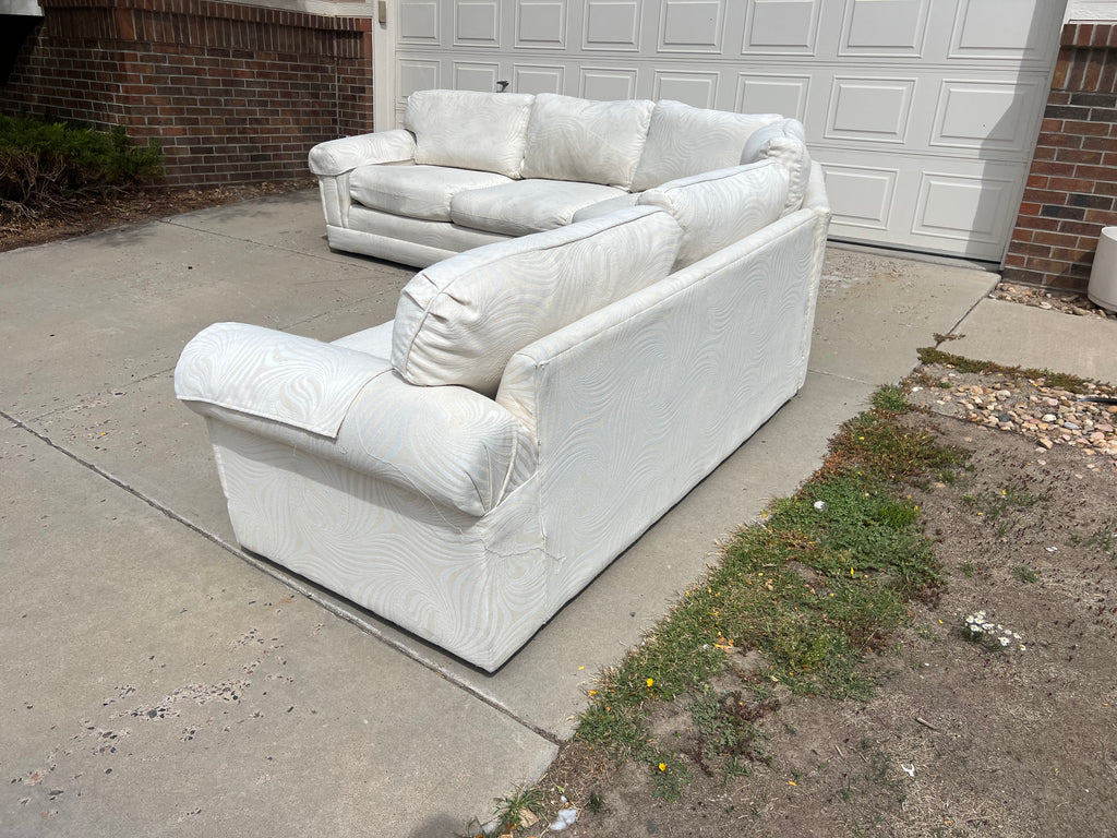 White L Shaped 3-Piece Sectional Well Built