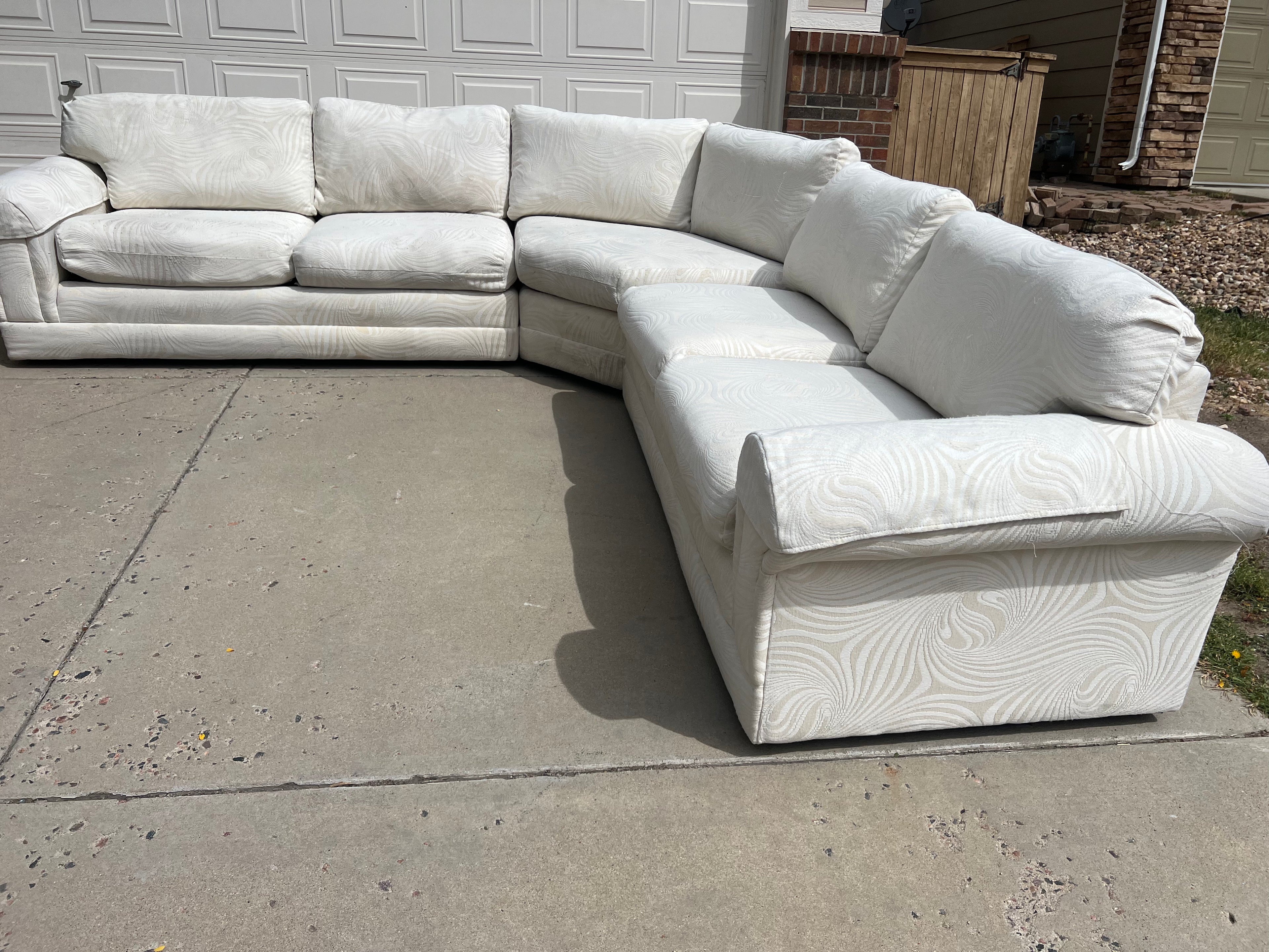 White L Shaped 3-Piece Sectional Well Built