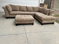 Beige L Shaped Sectional with Ottoman
