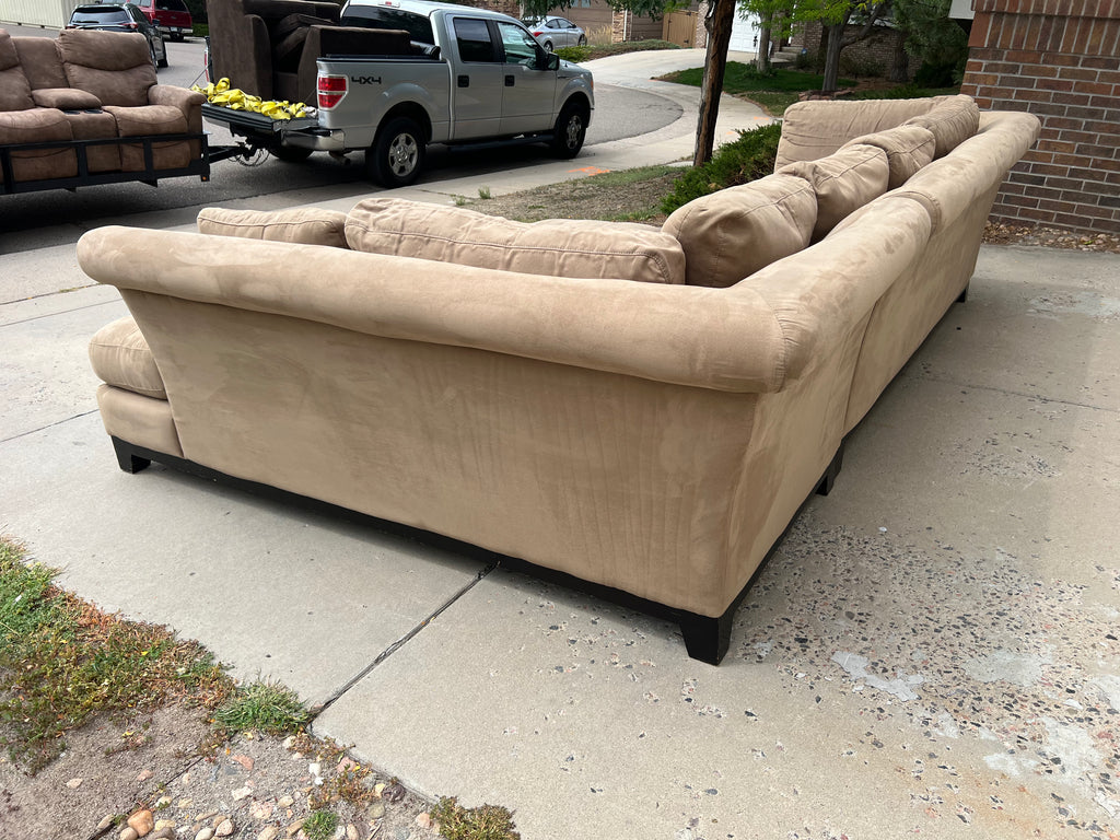 Beige L Shaped Sectional with Ottoman