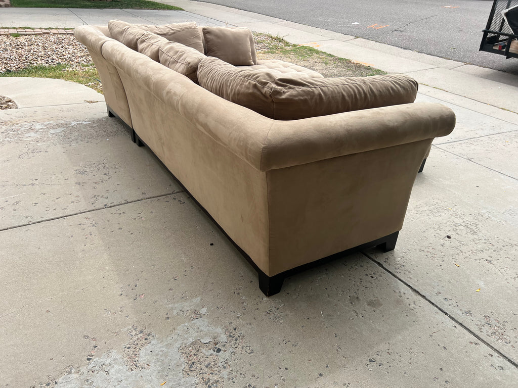 Beige L Shaped Sectional with Ottoman