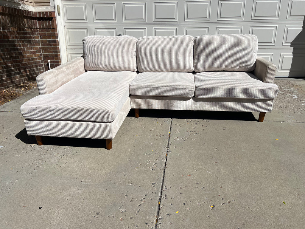 White Ribbed Sectional