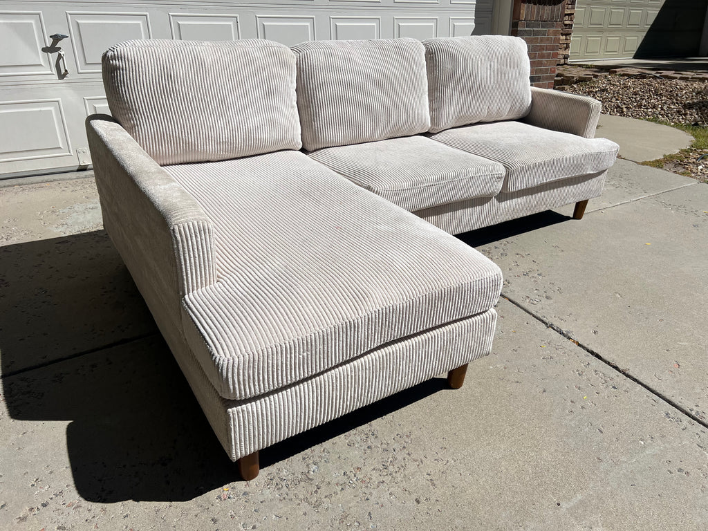 White Ribbed Sectional