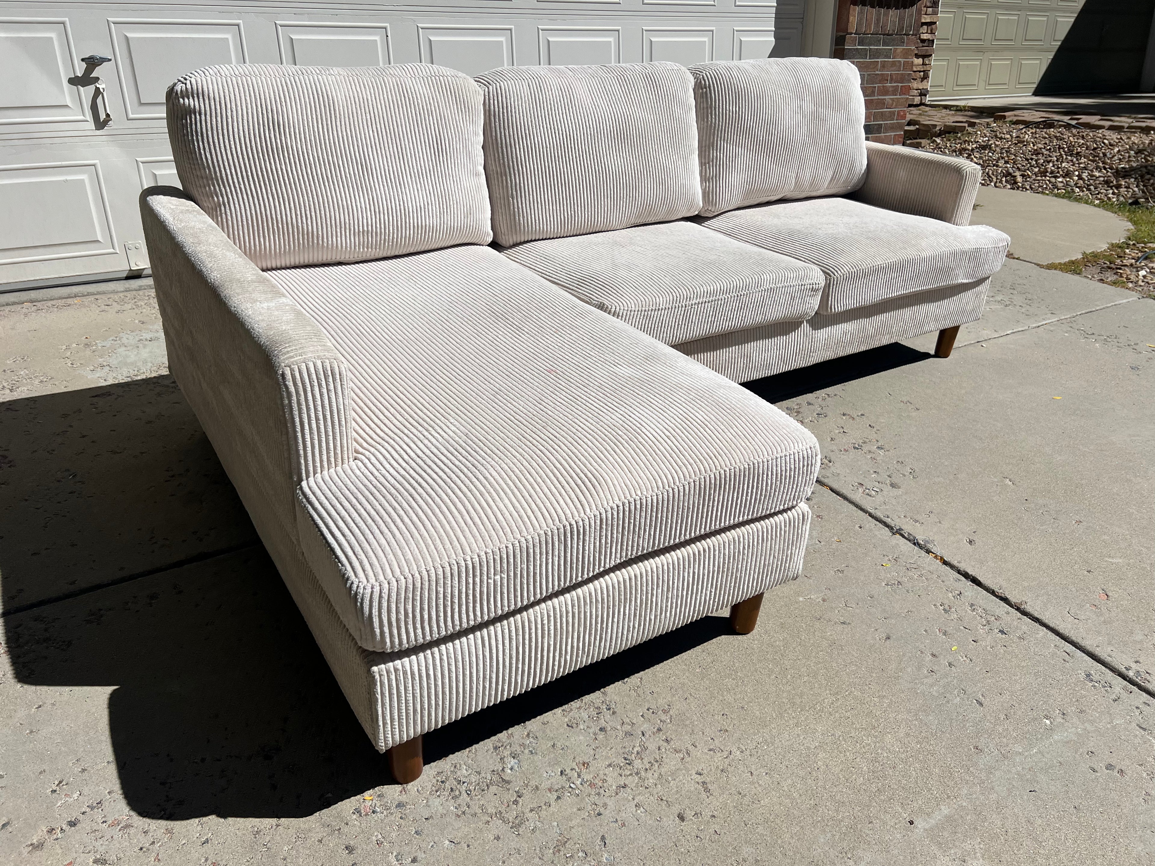 White Ribbed Sectional